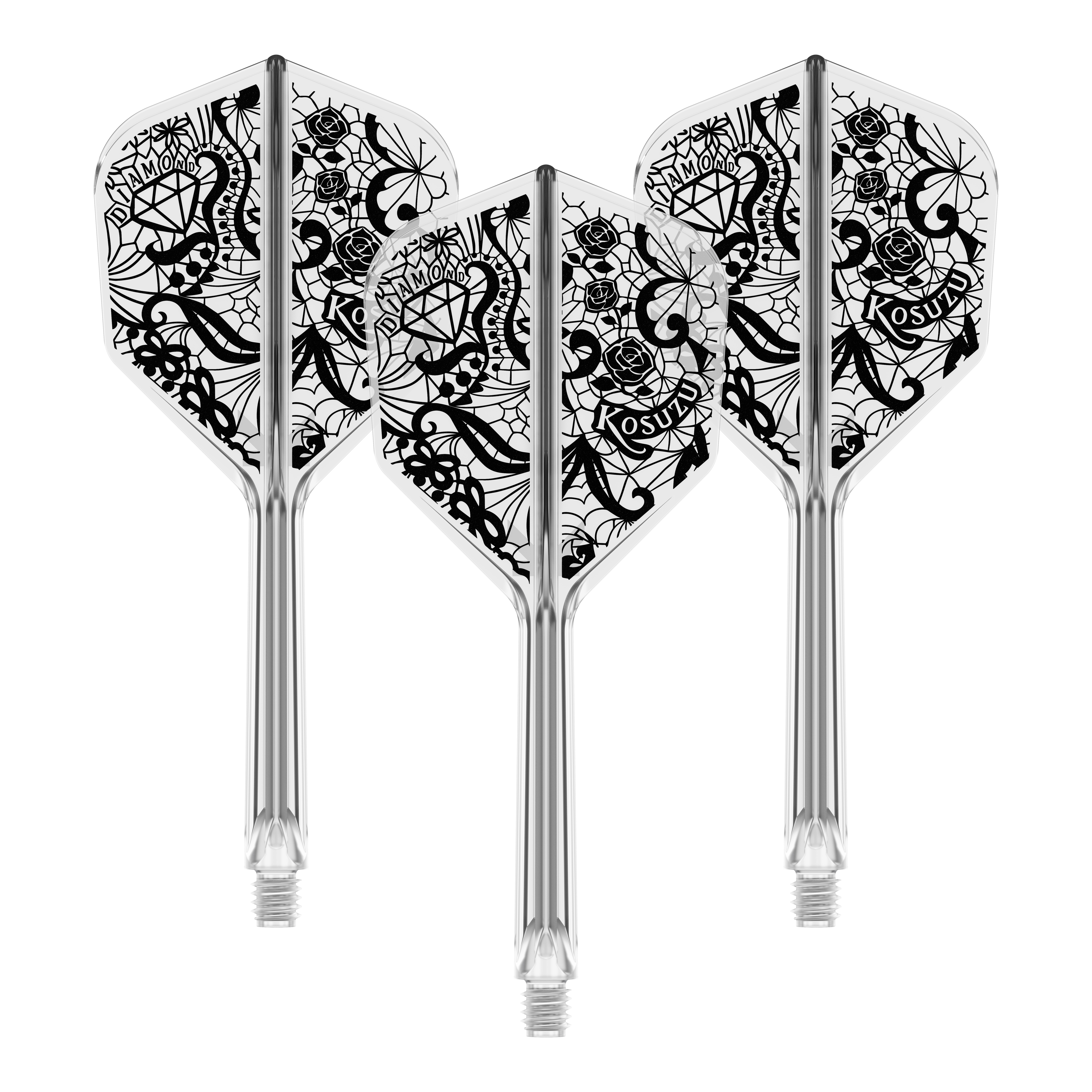 Sistema di alberi di volo Target Japan K-Flex Diamond No6 Abgebildet ist ein Produkt mit dem Namen 410241_Target_Japan_K-Flex_Diamond_No6_Flight-Shaft_System_33mm_1Set. Es handelt sich vermutlich um eine Dartschaft-Kombination.