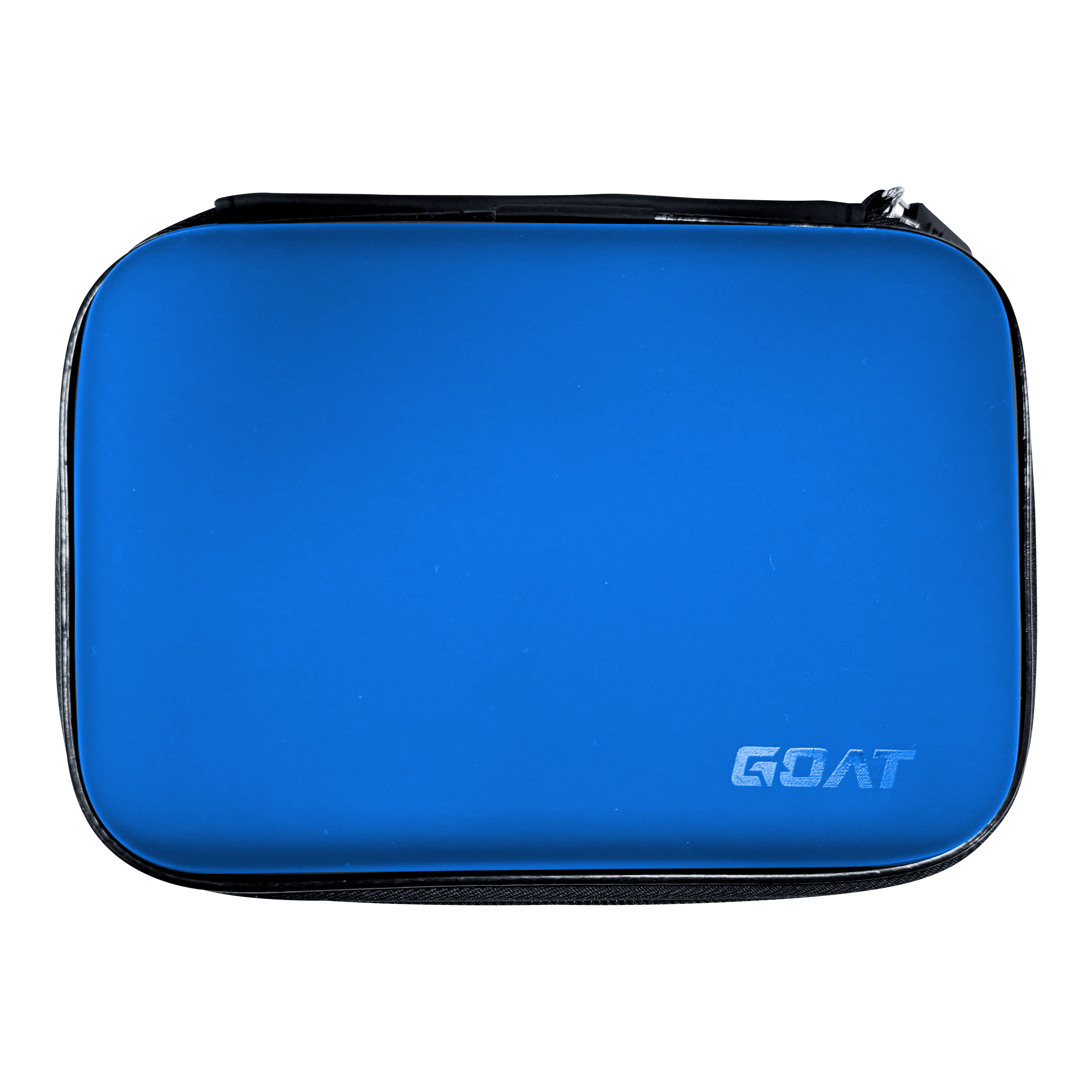Portafoglio GOAT Locker XL Das Bild zeigt ein rechteckiges, blaues Etui mit Reißverschluss. In der unteren rechten Ecke steht das Wort "GOAT".