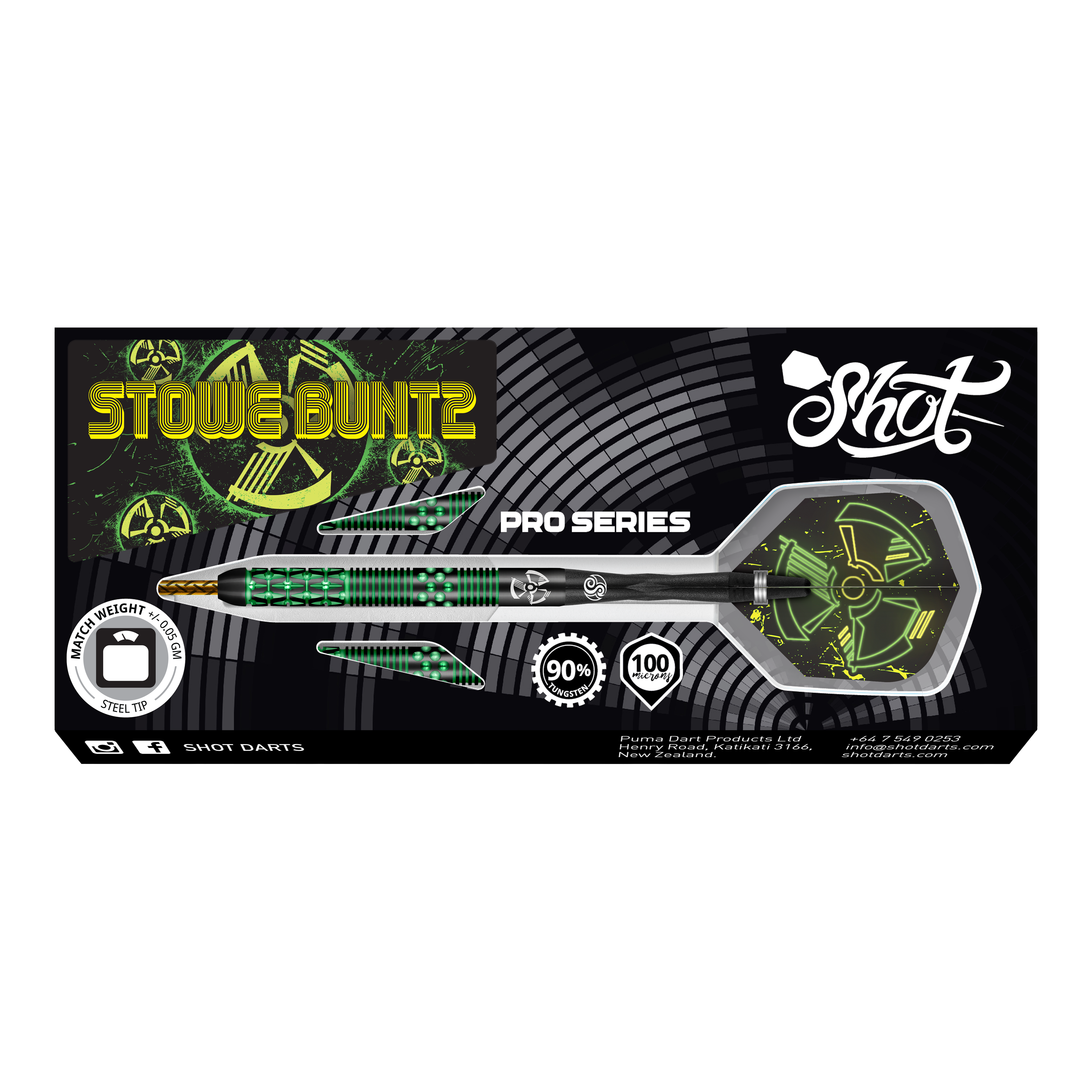 Shot Stowe Buntz V2 Black Steeldarts - 23g