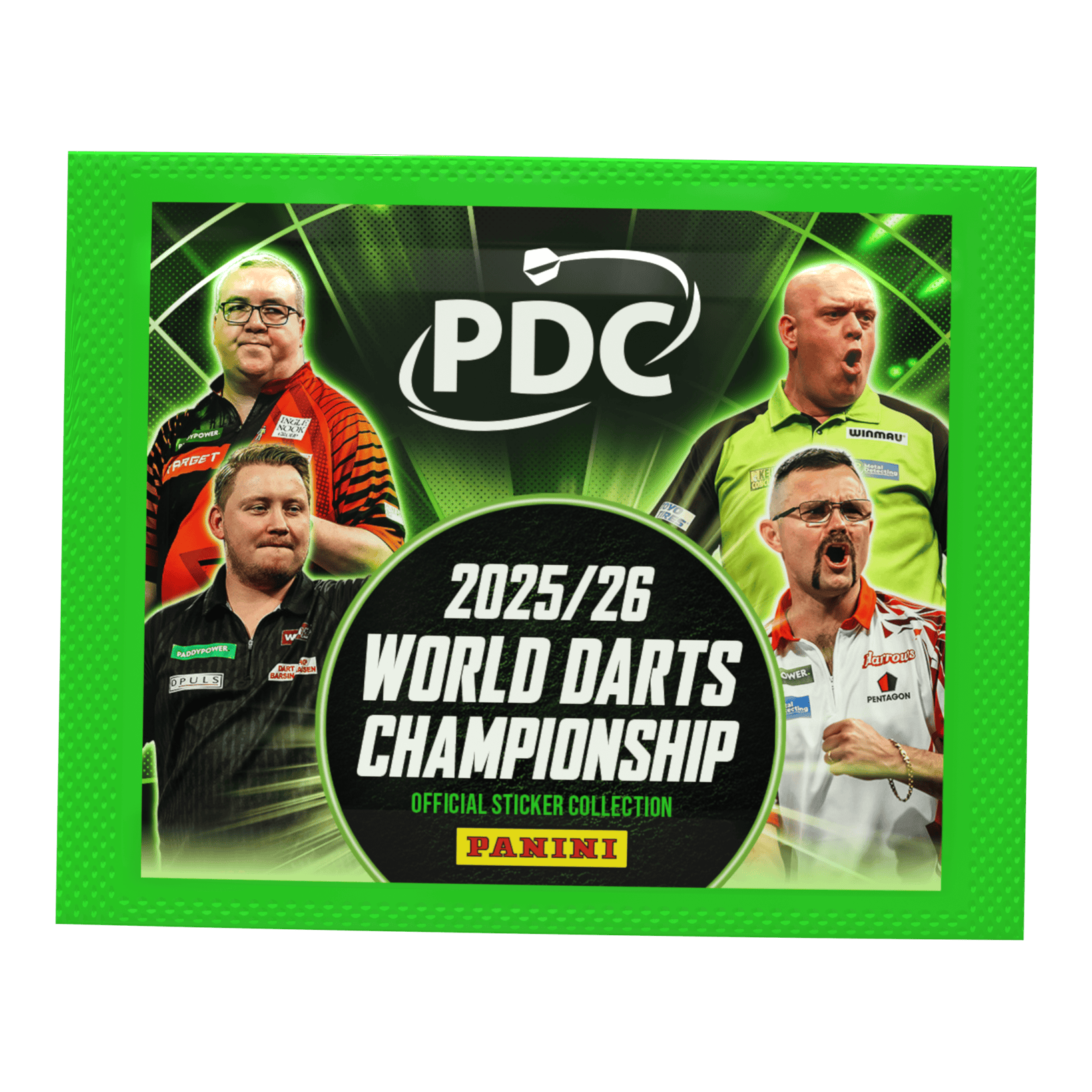 Panini PDC World Darts Championship 2025/26 - Pacchetto adesivi Panini PDC World Darts Championship 2025/26 - Sticker Pack. Das Paket enthält Sticker zur Darts-Weltmeisterschaft 2025/26.