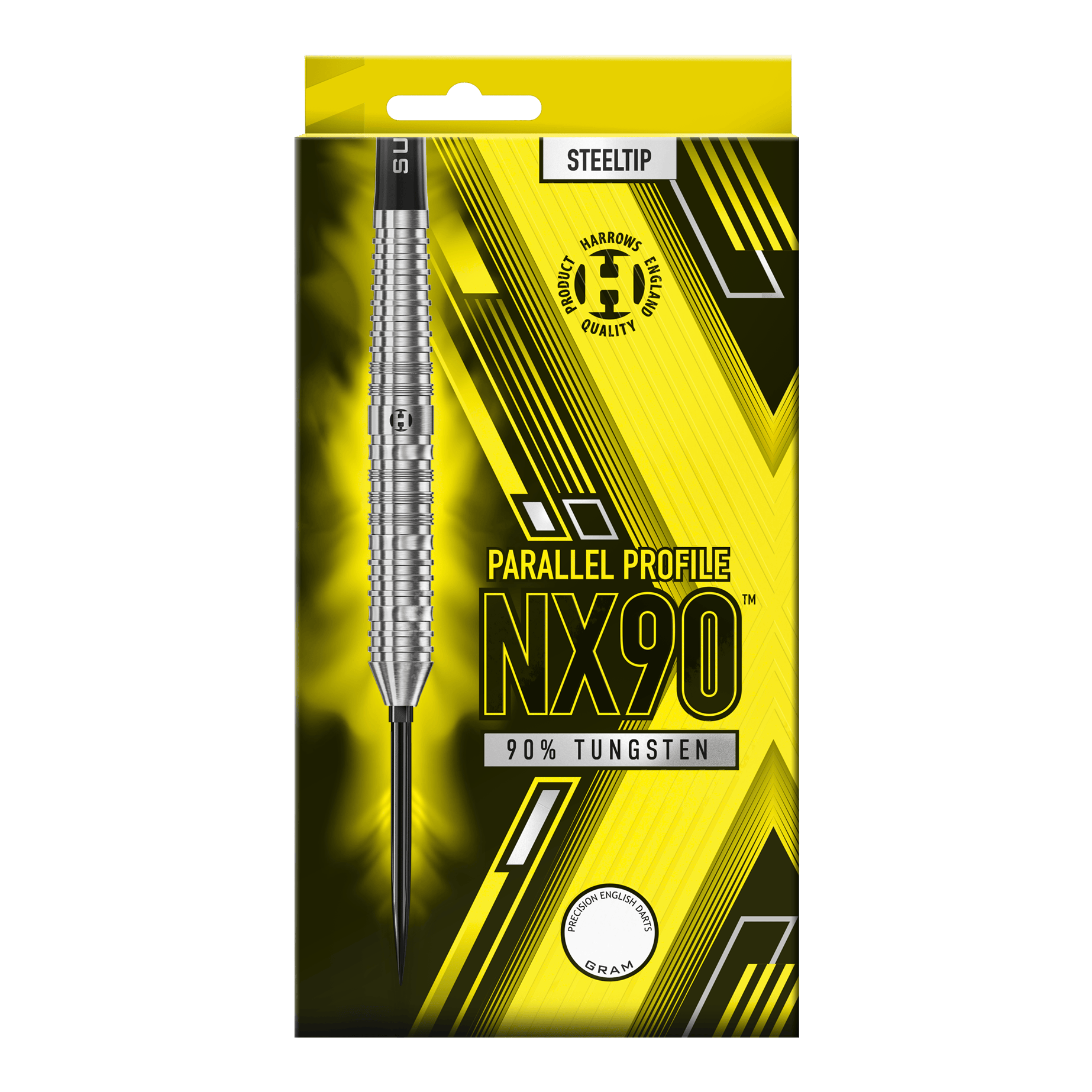 Freccette in acciaio a punta rapida parallela Harrows NX90 Das Bild präsentiert die Harrows NX90 Parallel Quick Point Steeldarts. Das Produkt ist für den Einsatz beim Steeldart geeignet.