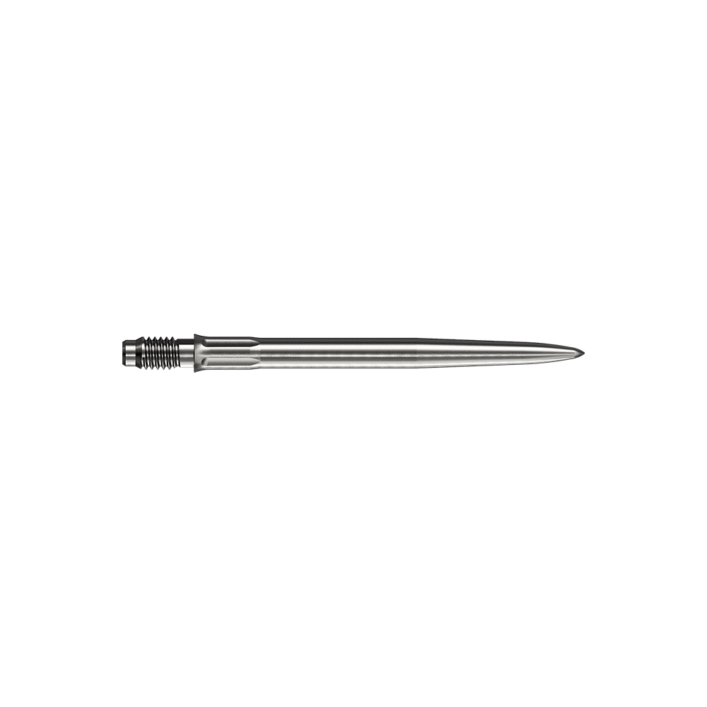 Mehrere silberne Dartspitzen sind dargestellt. Es handelt sich um Mission R25 Rapid Point SM1 Dartspitzen mit 30mm Länge.