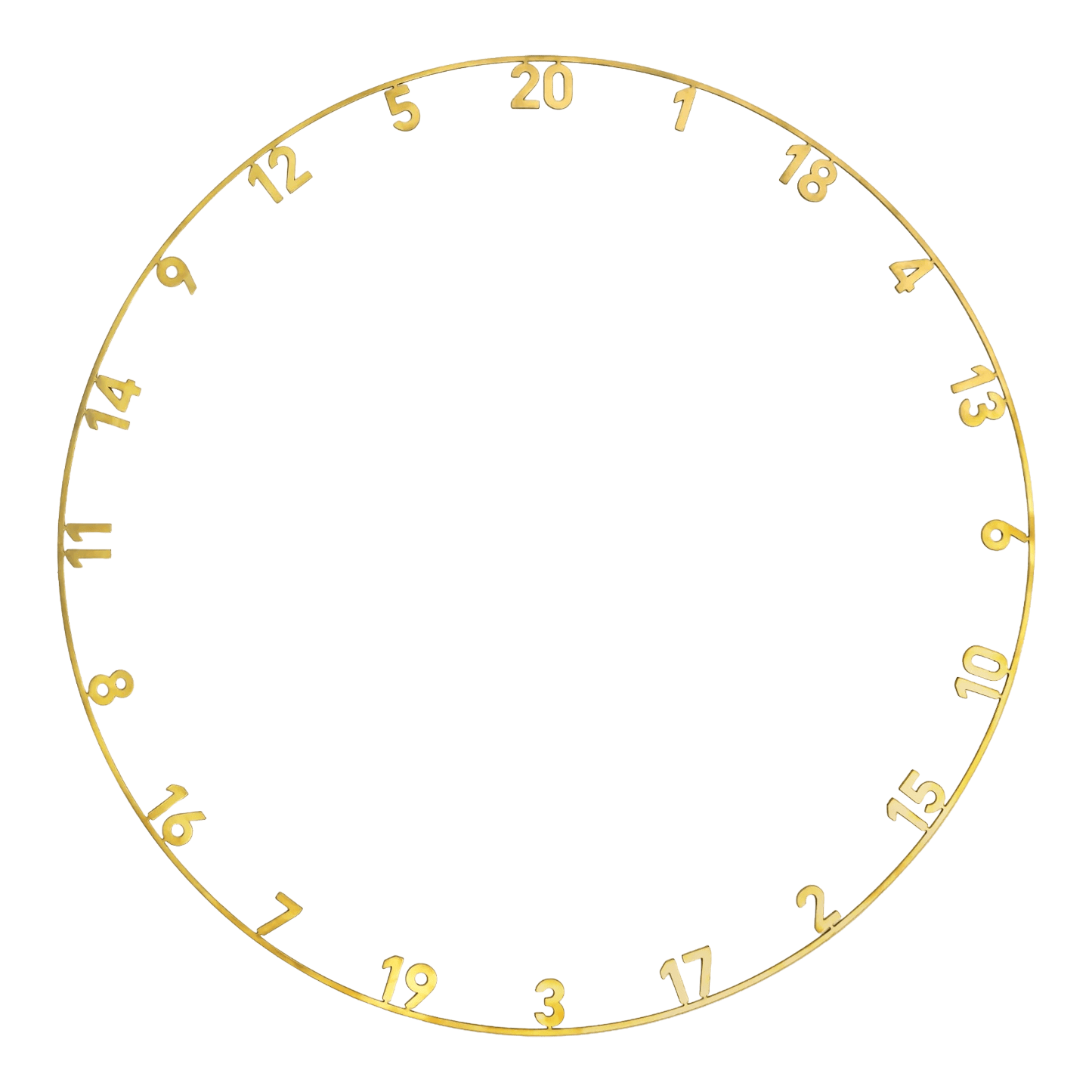 Anello con numero laser tagliato Precise 180 OnePiece Ein goldener Lasercut-Zahlenring für eine Dartscheibe wird dargestellt. Es handelt sich um das Modell Precise 180 OnePiece.