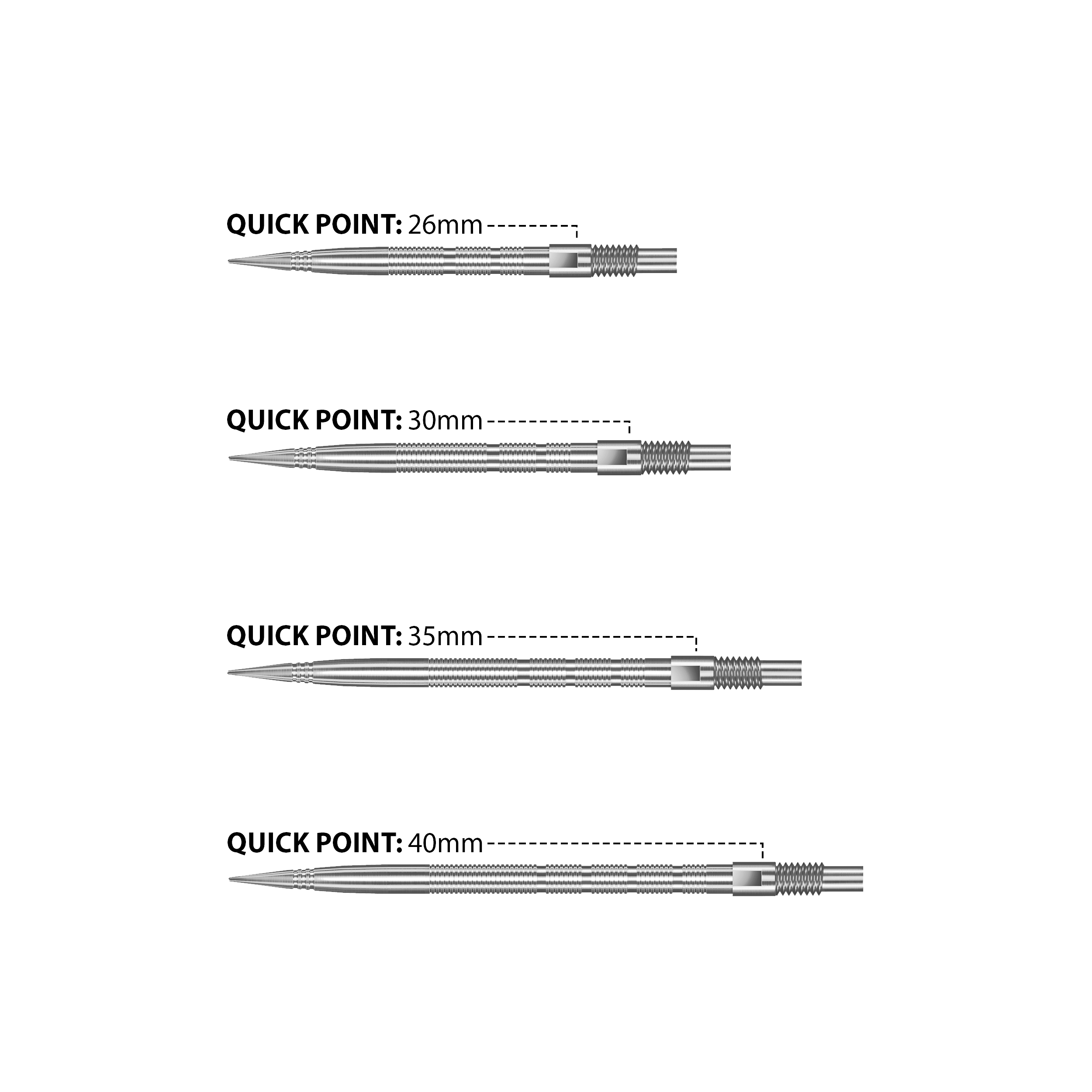 Punte per freccette Harrows Quick Point Micro Ridge - Argento Hier sind Harrows Quick Point Micro Ridge Dartspitzen in Silber zu sehen. Sie haben eine gerillte Oberfläche für besseren Halt.
