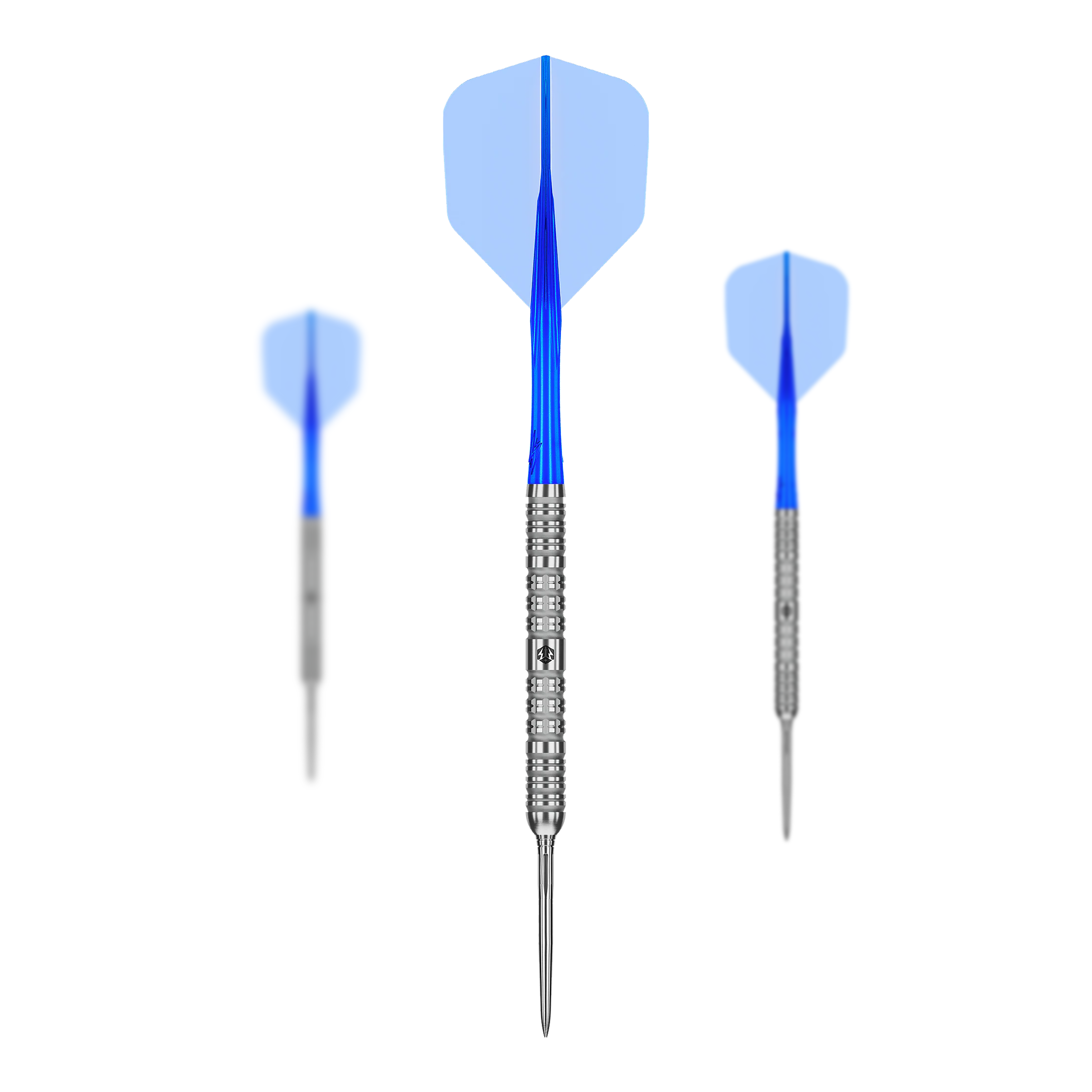 Freccette in acciaio Caliburn Rix EZ-EVO R1 Auf diesem Bild sieht man die Caliburn Rix EZ-EVO R1 Steeldarts im Set. Die Steeldarts sind zusammen angeordnet.
