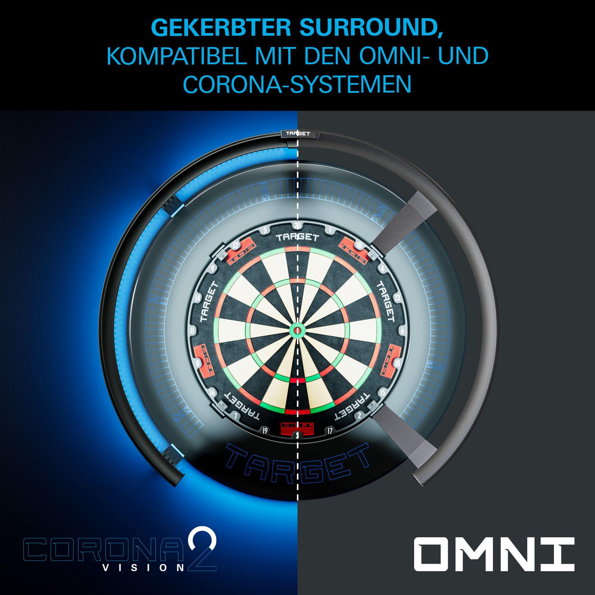 Target per freccette Target Corona Vision con tacche e illuminazione integrata. Target per freccette Target Corona Vision con tacche e illuminazione integrata.