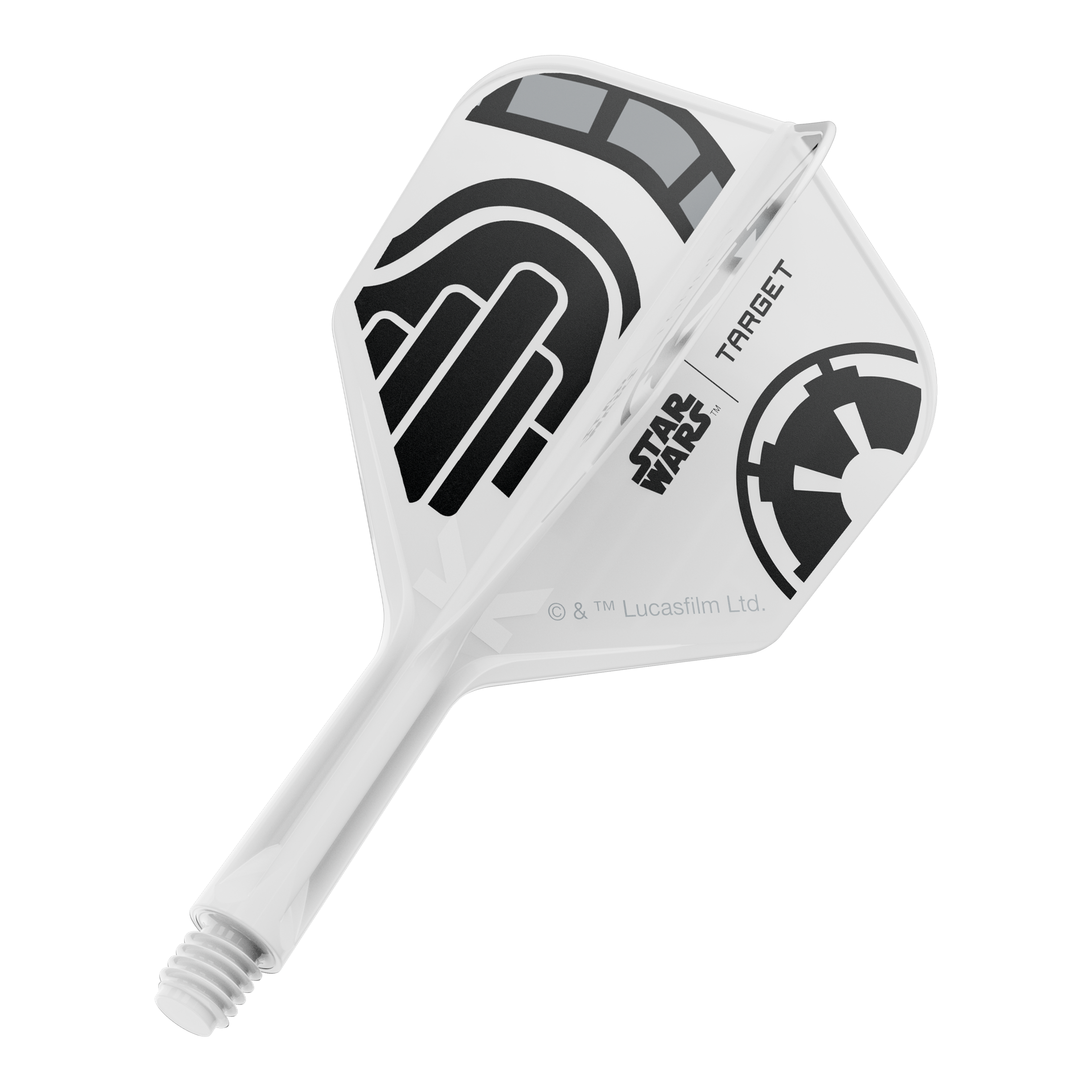 Voli Target Star Wars K-Flex Stormtrooper No6 Ein Dart-Flight aus der Star Wars KFlex Stormtrooper No6 Serie wird gezeigt. Dieser Flight ist kurz und misst 19 mm.