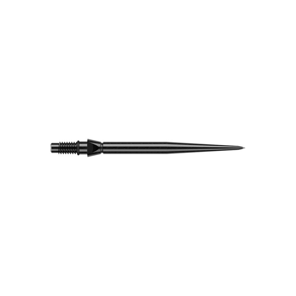 Punte per freccette in acciaio liscio Winmau Switch Point - Nero Gezeigt wird eine schwarze glatte Steeldartspitze von Winmau. Die Spitze hat eine Länge von 26mm.