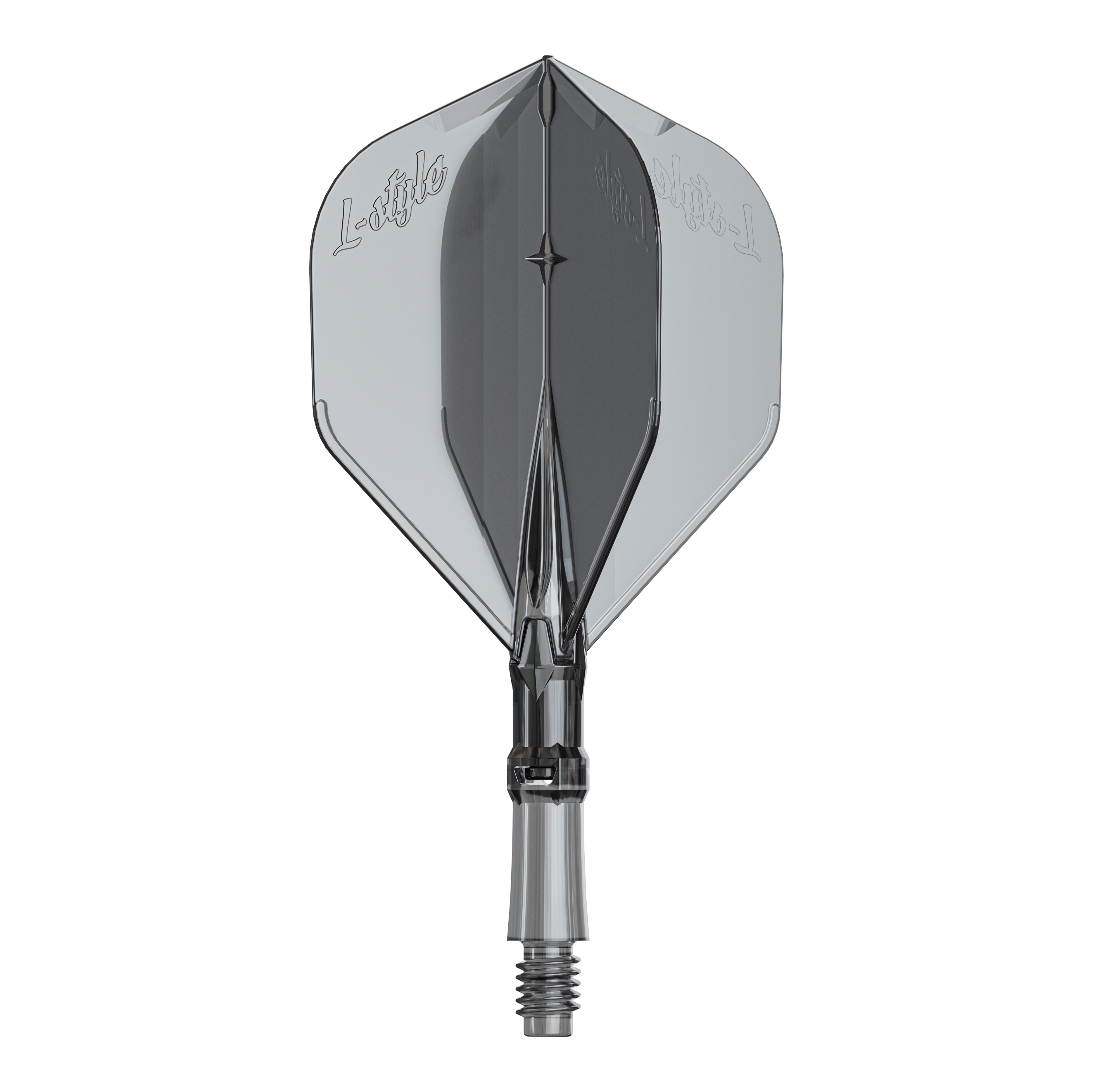 Alette L-Style L-Sytem - Nero trasparente Ein Ersatz-Flights-Set für Dartpfeile ist abgebildet. Das Produkt heißt LS1062 LStyle L-System Flights ClearBlack Small.