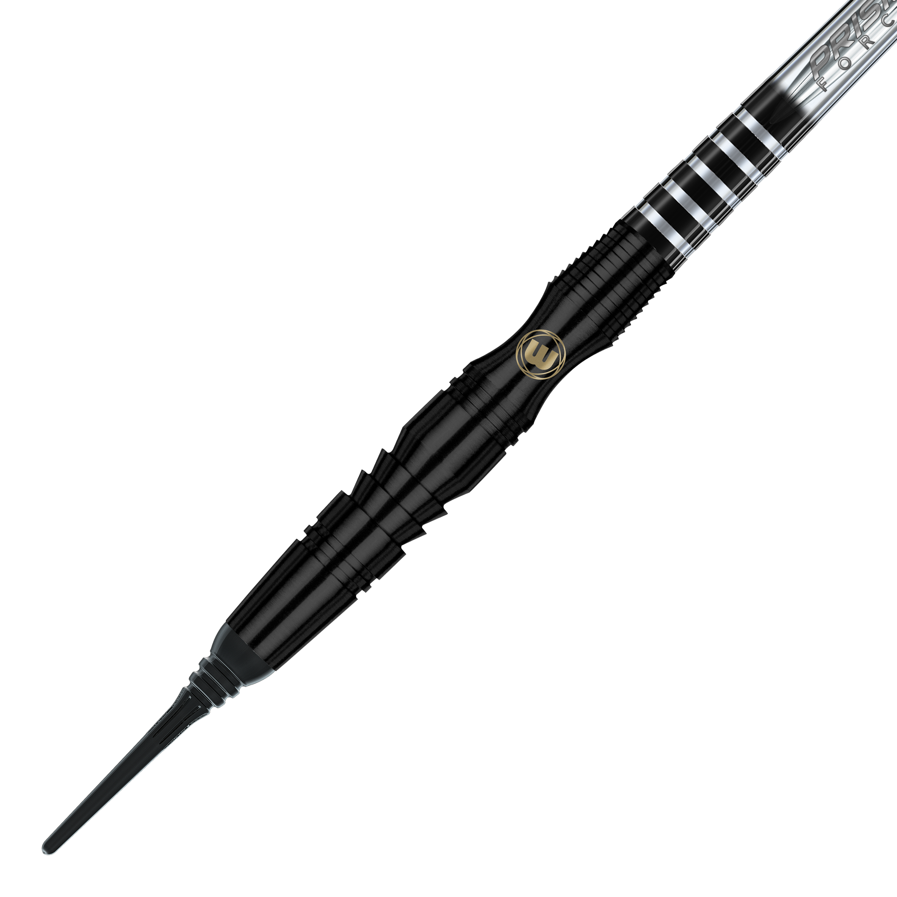 Freccette morbide Winmau Sniper Black - 20 g Dies ist ein Winmau Sniper Black Softdart mit einem Gewicht von 20g. Der Dart hat ein elegantes schwarzes Design mit silbernen Akzenten.