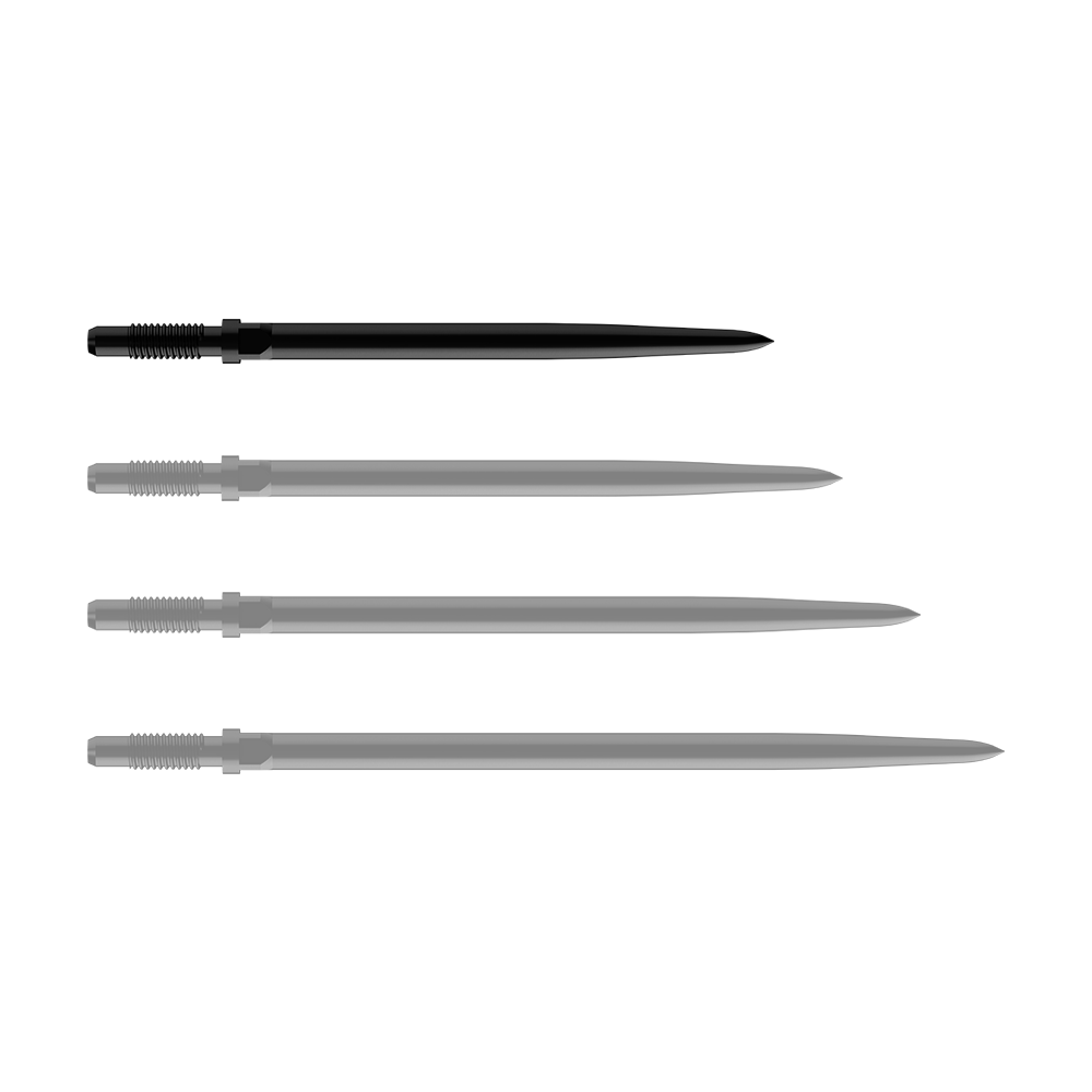 Punte per freccette convertibili Bulls NL - Lisce - Nere Gezeigt sind BullsNL Convertible Points Smooth in Schwarz mit einer Länge von 32 mm. Die Produktspitzen sind einzeln zu sehen.