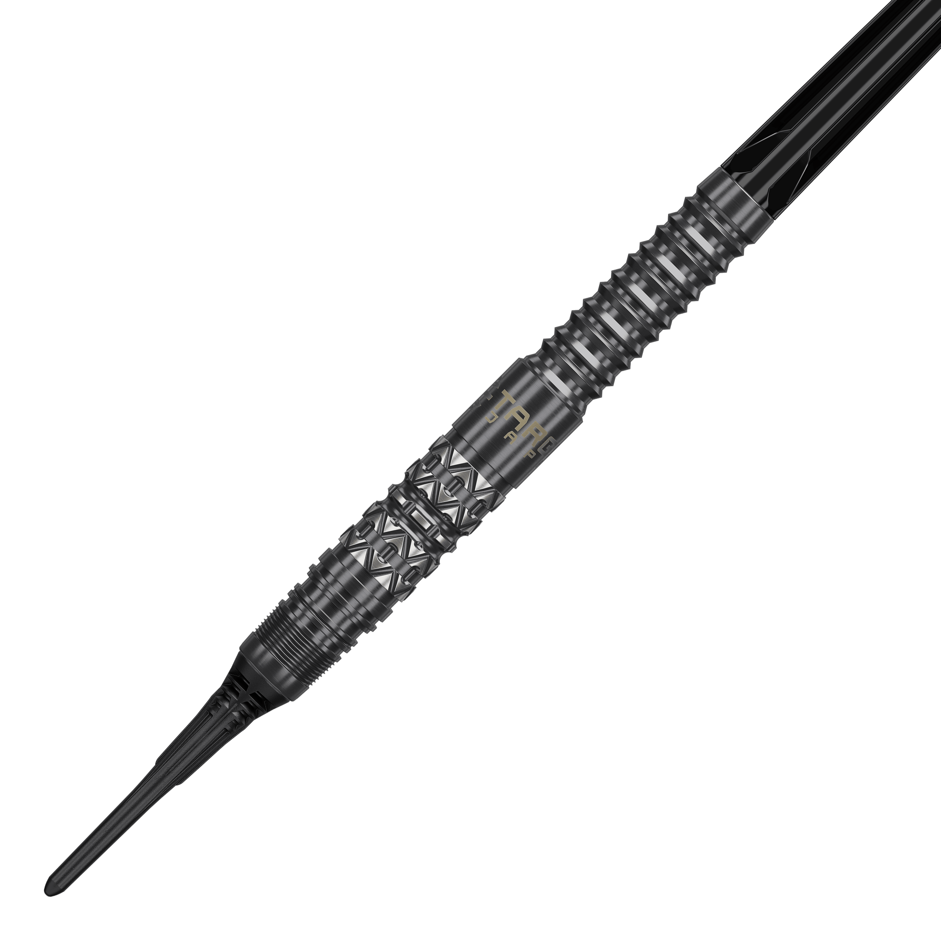 Hier sieht man die Target Black Marque Creed Softdarts mit 21,5g Gewicht. Die Darts sind schlank gestaltet und modern.