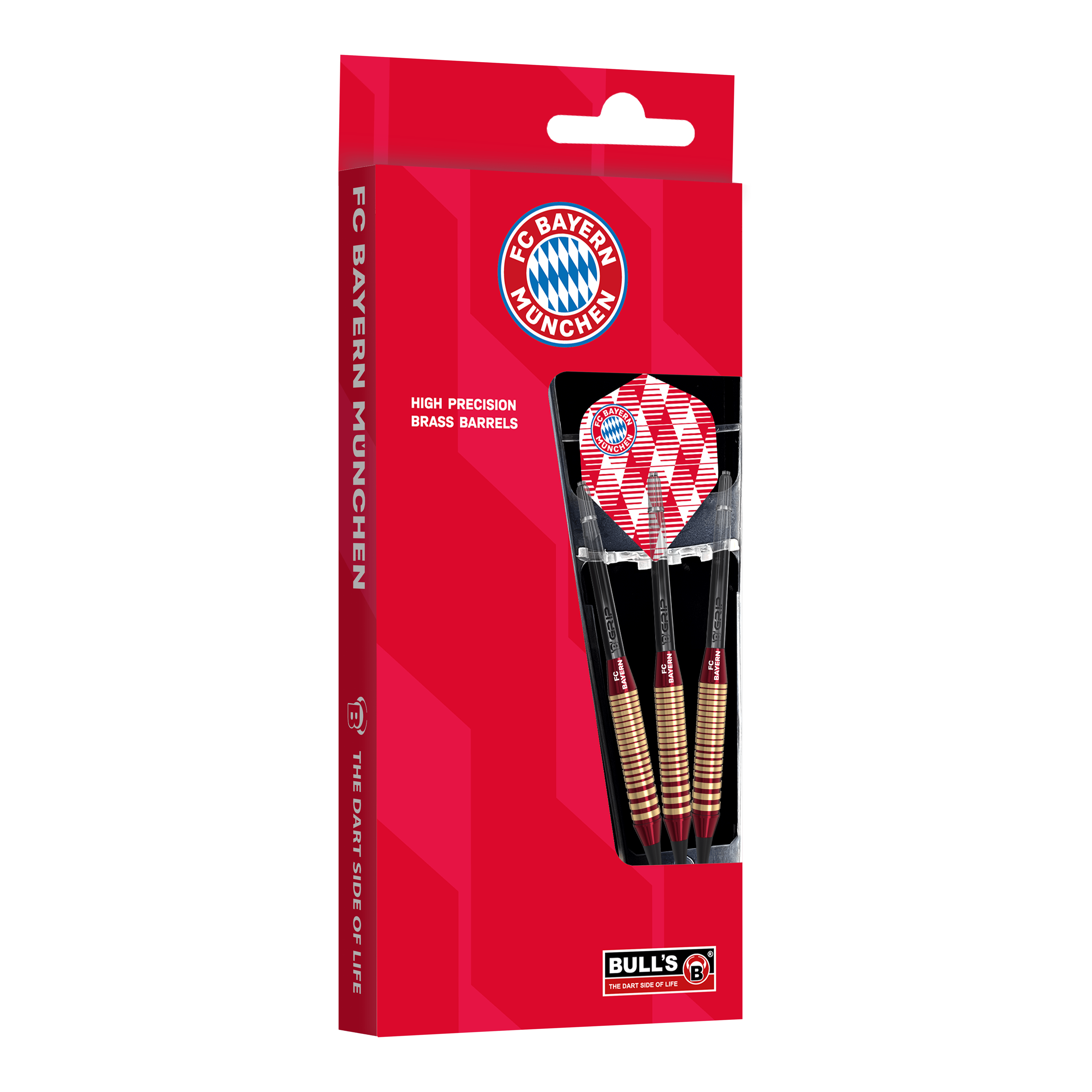 Freccette morbide in ottone Bulls FC Bayern Monaco - 18 g Abgebildet sind die Bulls FC Bayern München Brass Softdarts mit 18g Gewicht. Sie eignen sich für Softdart-Spiele und tragen das Vereinsdesign.