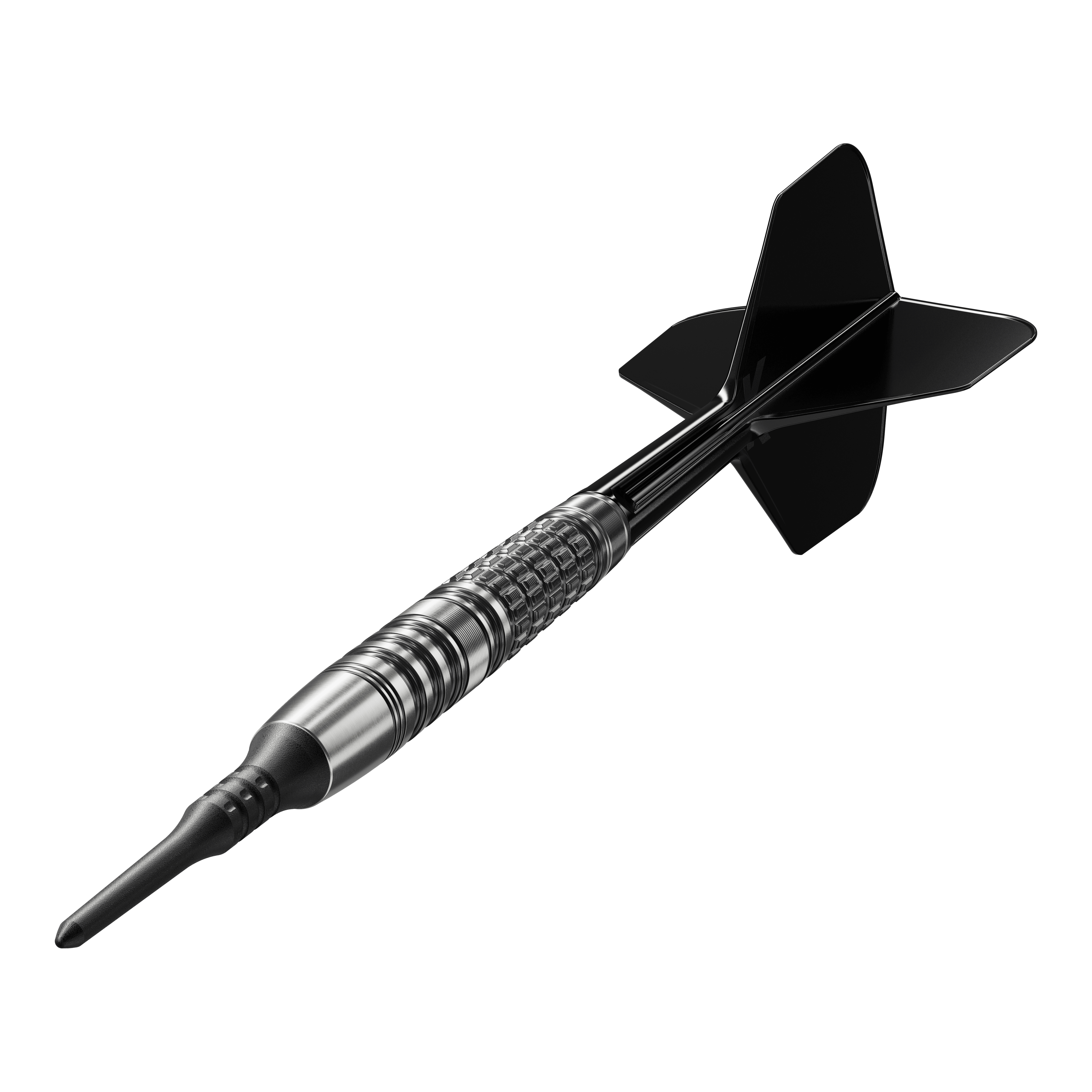 Target Japan Black Marque Lumiere GEN3 Freccette morbide - 18,5 g Das Bild zeigt einen Target Japan Black Marque Lumiere GEN3 Softdart mit einem Gewicht von 18,5g. Der Dartpfeil hat ein elegantes, schwarzes Design und eine strukturierte Griffzone.