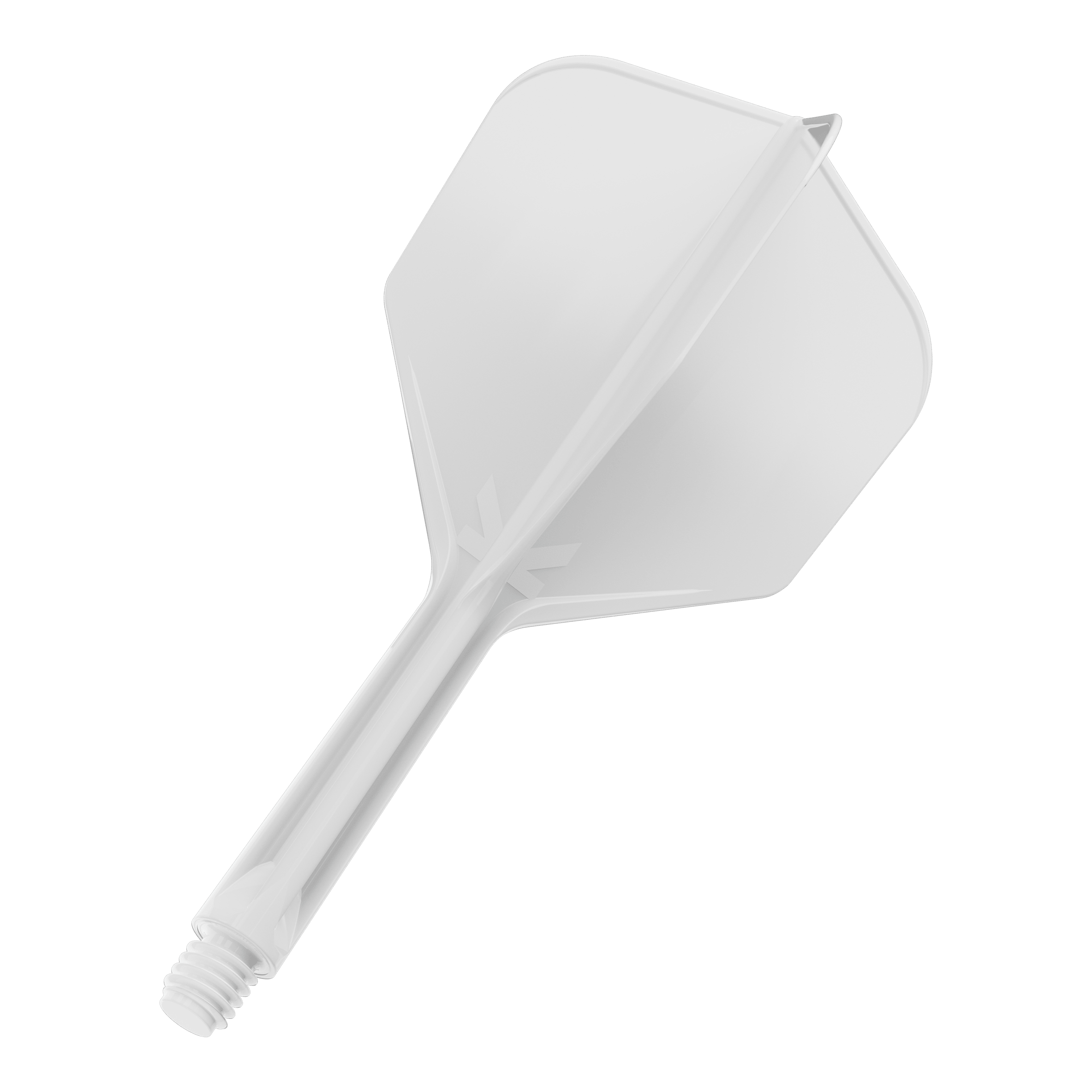 Target K-Flex No6 Flight System - Bianco Dies ist ein weißes Dartflight-System mit integriertem Shaft. Das Produkt hat eine schlichte, transparente Optik und ist für den Einsatz im Dartsport gedacht.