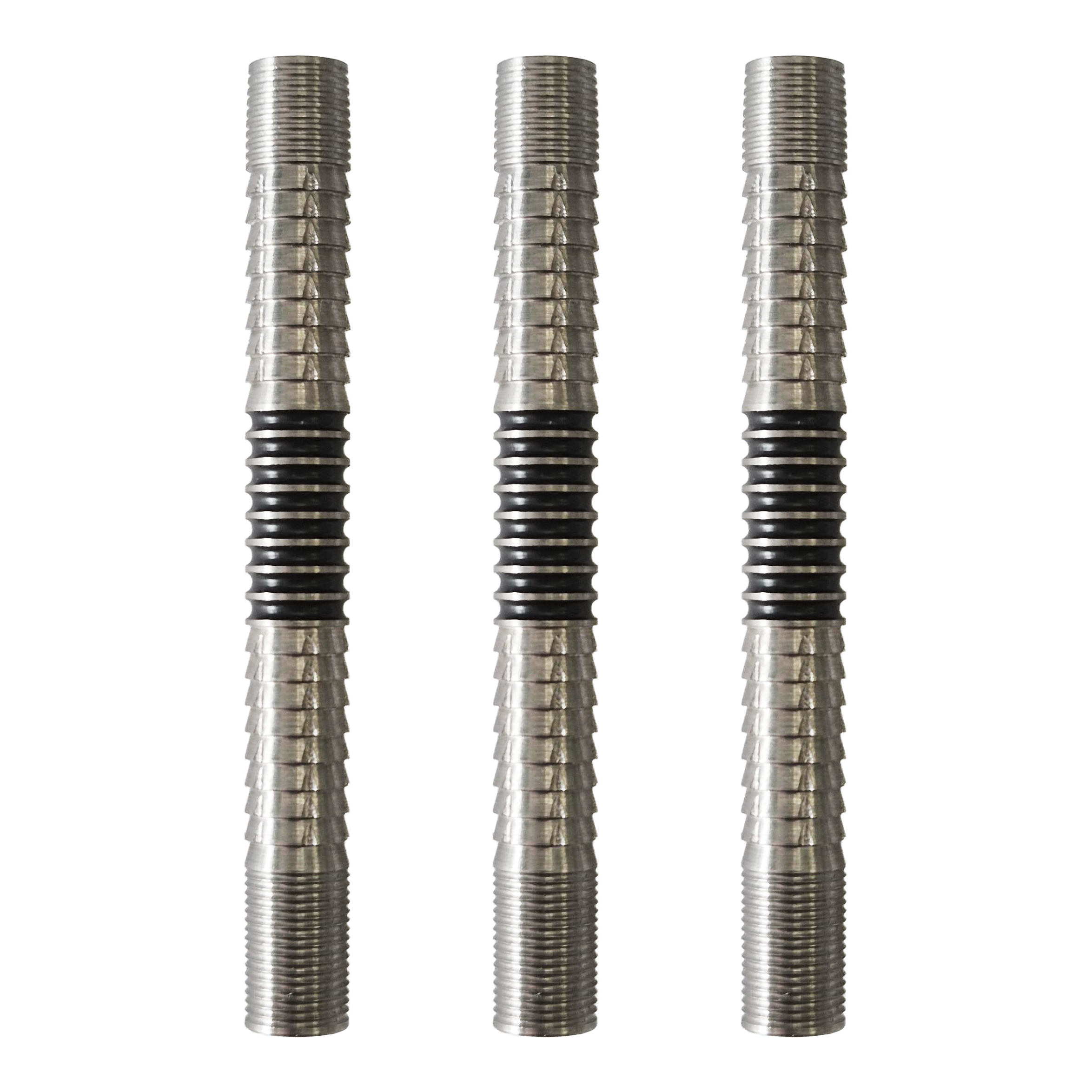 Barre per dardi morbidi McDart Ringed Shark 2 Das Bild zeigt die McDart Ringed Shark 2 Softdart Barrels. Die Dart-Barrels besitzen ein geriffeltes Shark- und Ring-Design.