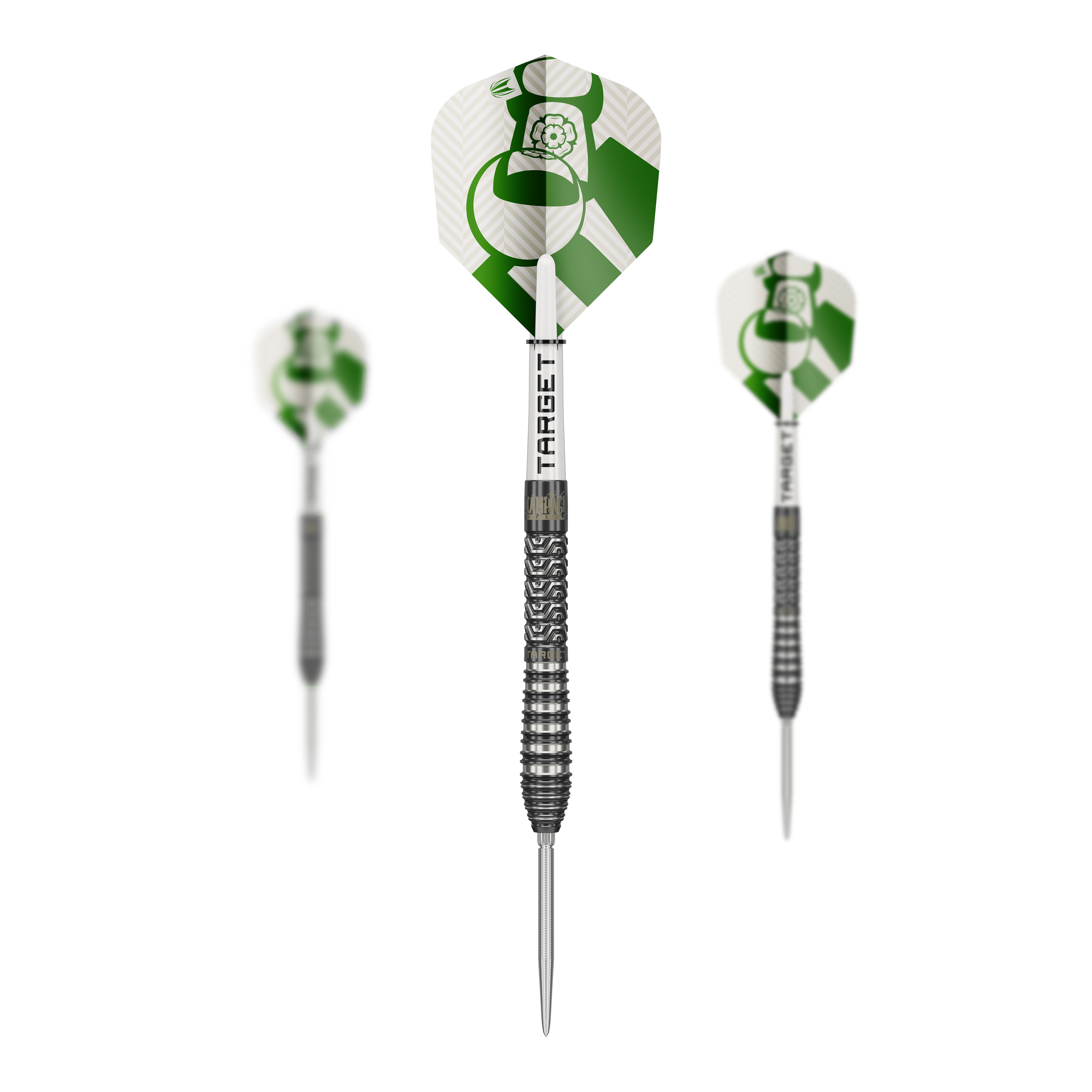 Freccette in acciaio Target Charlie Manby Swiss Points Abgebildet ist das Produkt Target Charlie Manby Swiss Points Steeldarts. Das Bild zeigt ein Set Steeldarts mit spezieller Spitze.