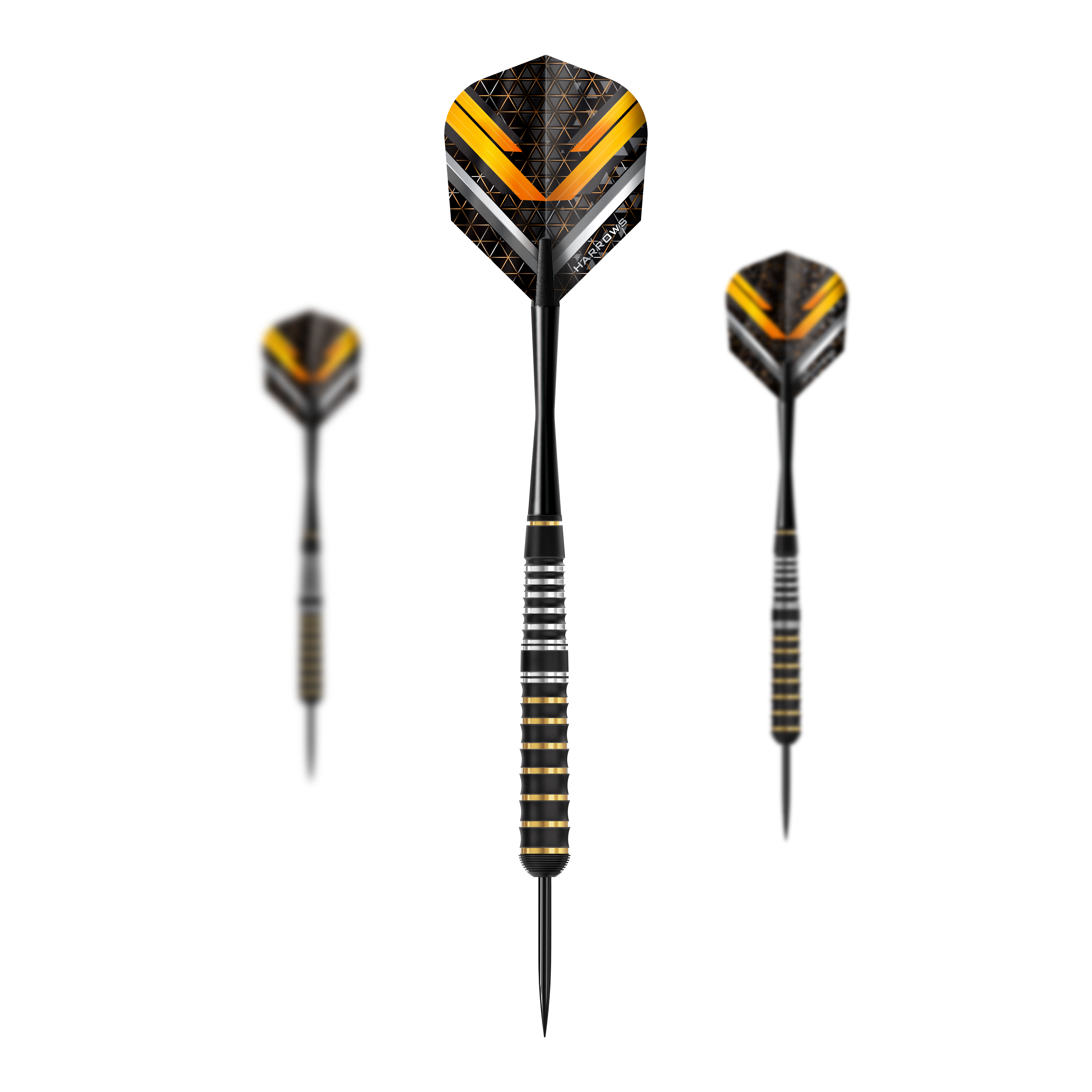 Freccette in acciaio Harrows Vulcan Das Bild zeigt die Harrows Vulcan Steeldarts. Es handelt sich um ein Set von Steeldarts für Dartspieler.