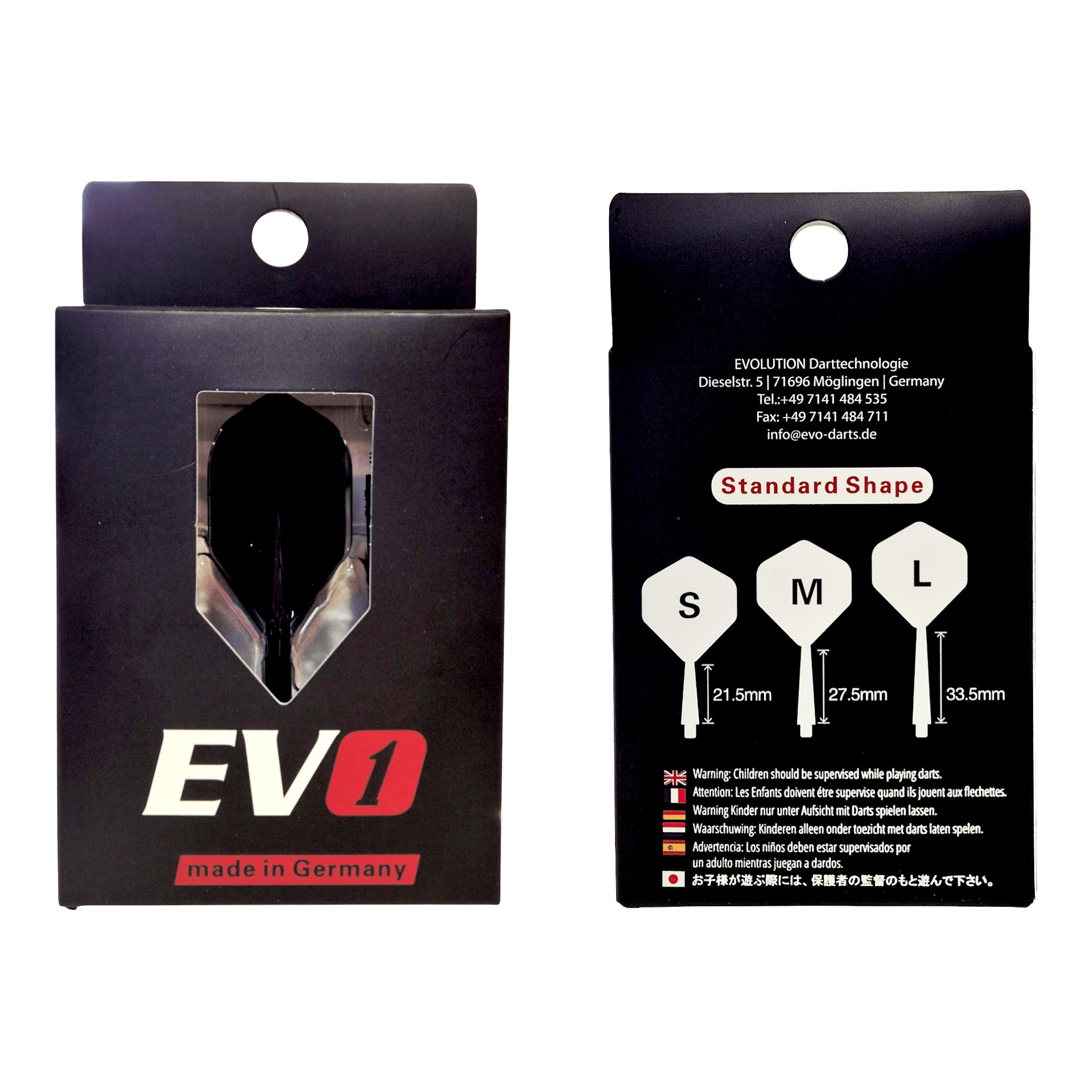 Sistema di albero di volo Evolution EVO1 - Nero Evolution EVO1 Flight-Shaft-System in Schwarz ist dargestellt. Das Produkt ist für den Einsatz im Dartsport geeignet.