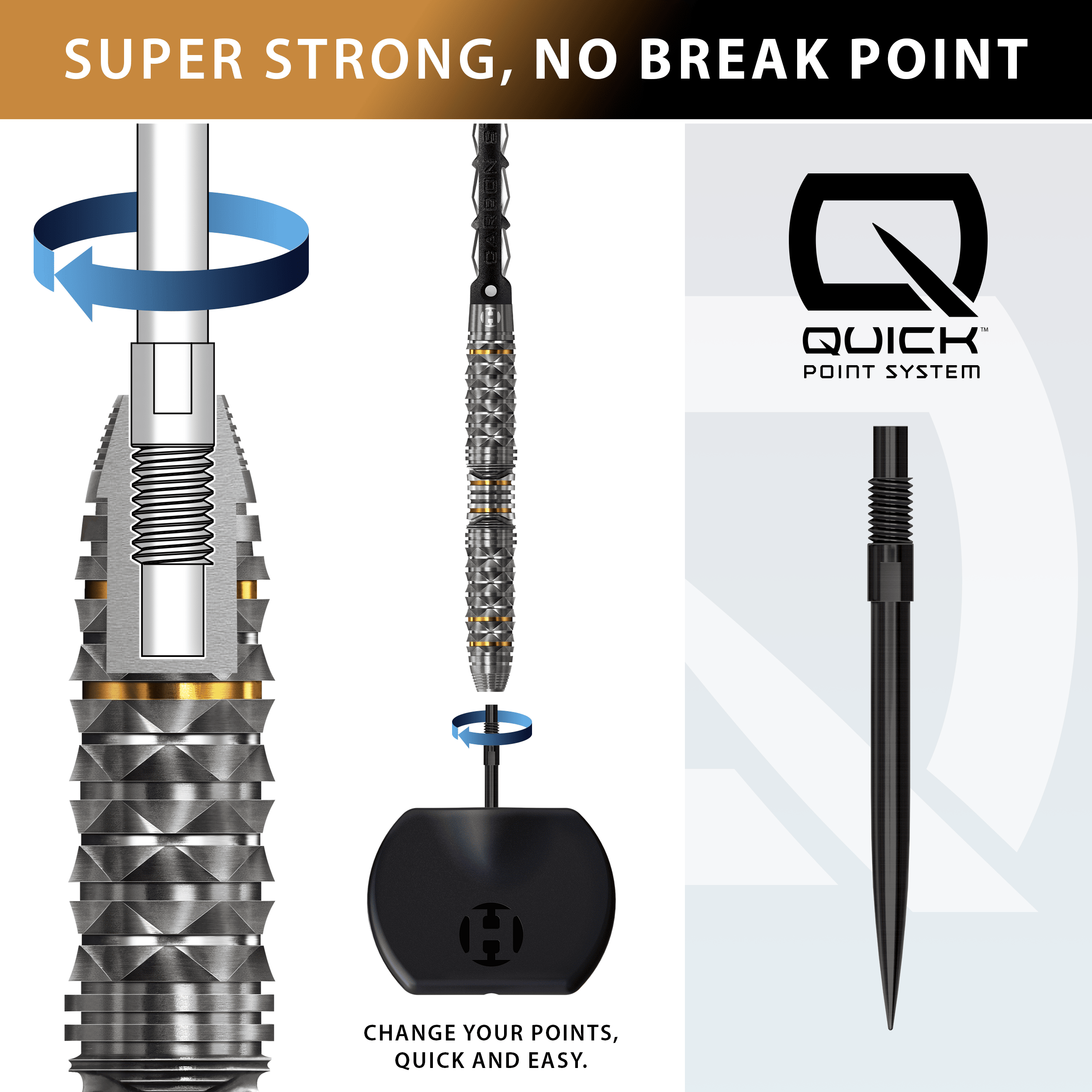 Freccette in acciaio Opus Quick Point di Harrow Harrows Opus Quick Point Steeldarts - 23g. Abgebildet ist ein Set hochwertiger Steeldarts mit 23 Gramm Gewicht.
