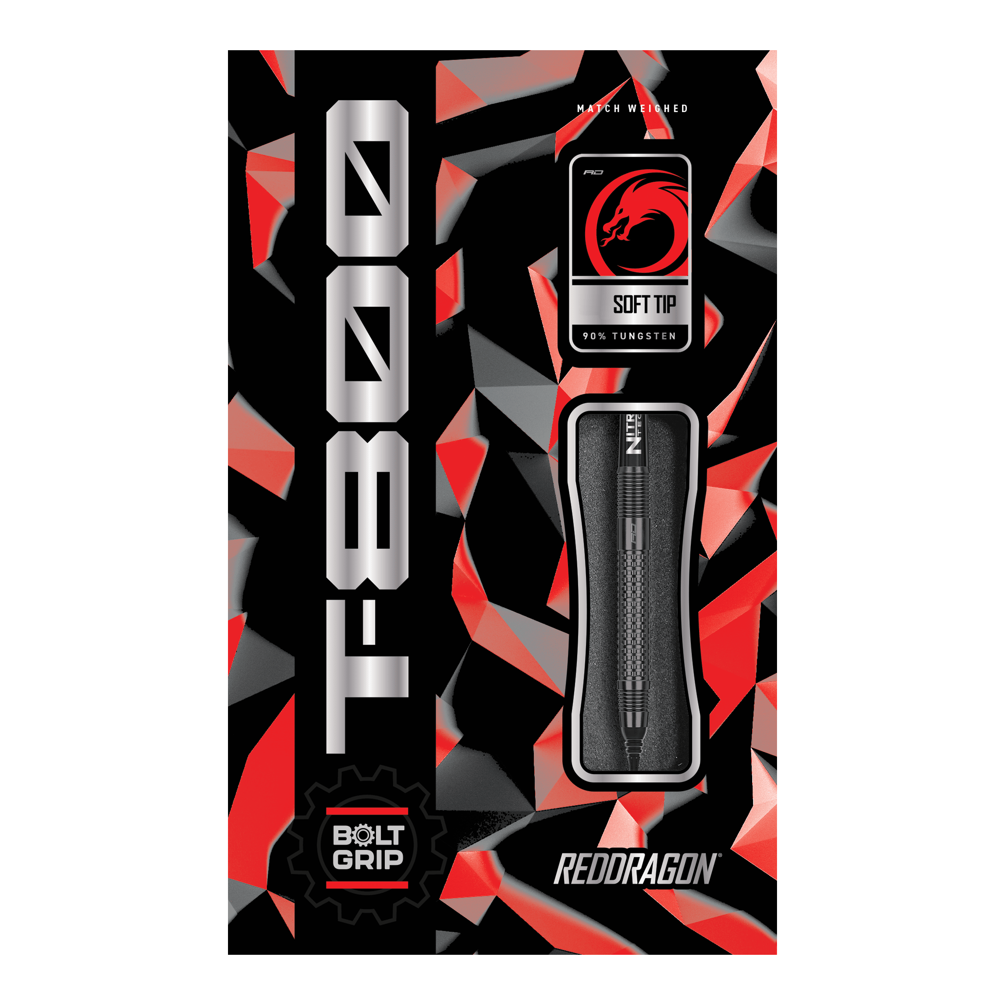 Freccette morbide Red Dragon T-800 - 20 g Hier ist das Produkt "Red Dragon T-800 Softdarts - 20g" abgebildet. Die Verpackung ist in Rot, Schwarz und Silber gestaltet und zeigt einen Softdart mit 90% Tungsten.