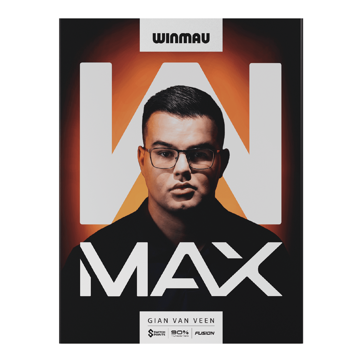Freccette in acciaio Winmau Gian Van Veen W-MAX Switch Point Auf dem Bild sind Winmau Gian Van Veen W-MAX Switch Point Steeldarts zu sehen. Die Drei Darts liegen nebeneinander.