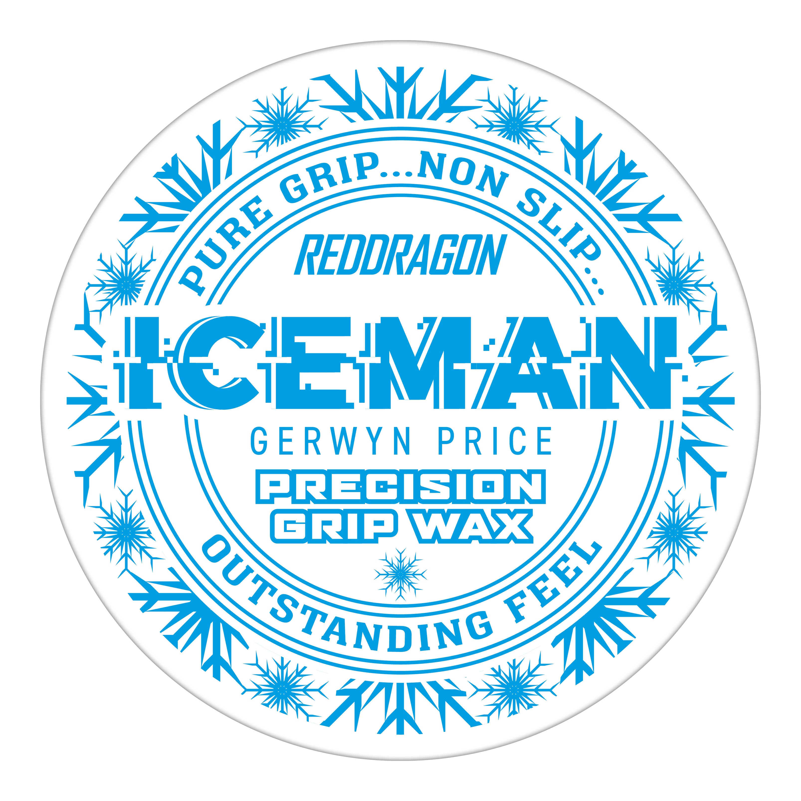 Cera per dita Red Dragon Gerwyn Price Iceman Precision Grip Wax Das Bild zeigt eine runde Dose des Produkts "Red Dragon Gerwyn Price Iceman Precision Grip Wax". Auf der Dose steht in blauer Schrift, dass das Wachs für einen reinen und rutschfesten Griff sowie ein herausragendes Gefühl sorgt.