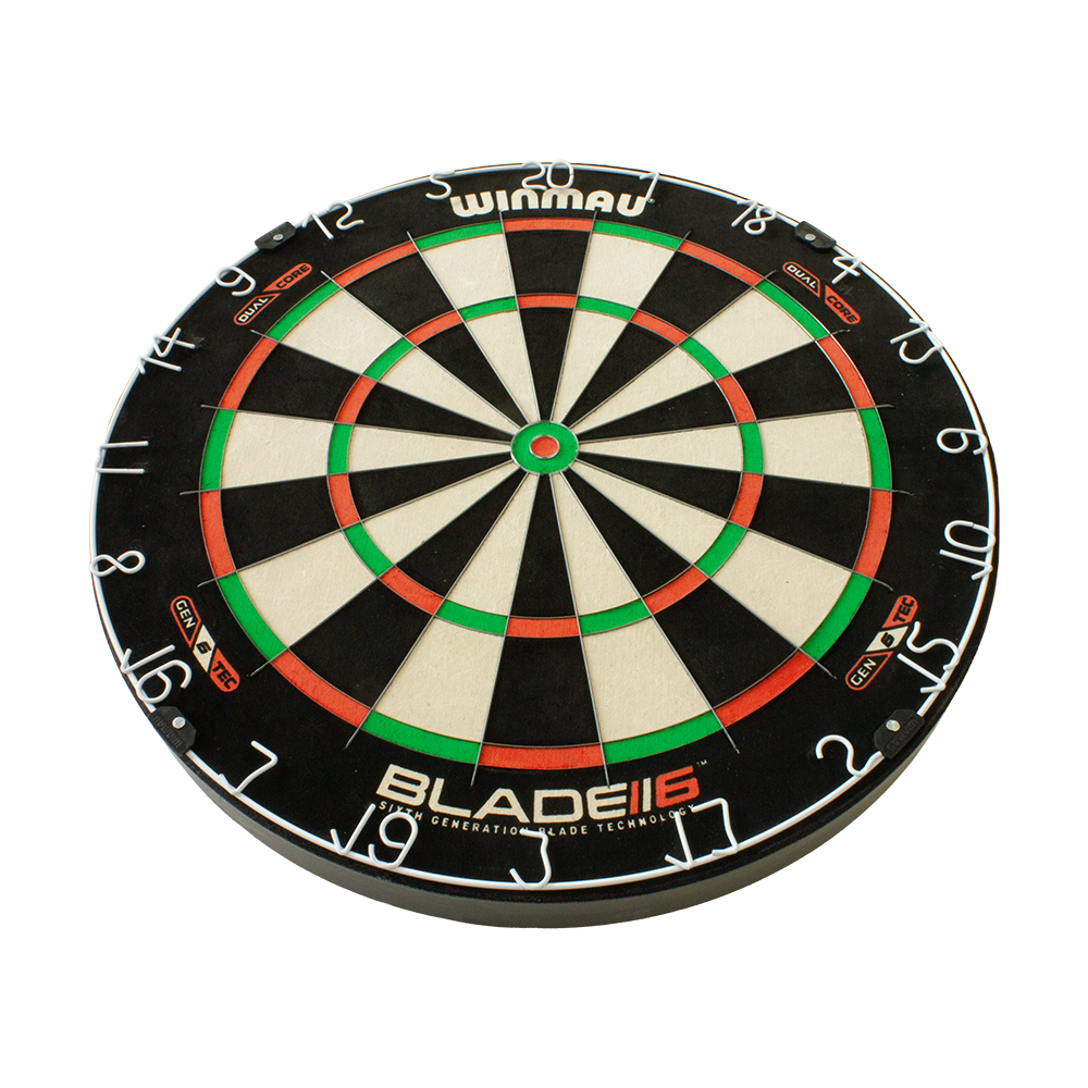 3031_Winmau_Blade_6_DualCore_Steeldartboard_2 Winmau Blade 6 DualCore Steeldartboard frontal gezeigt. Die Segment-Einteilung ist klar sichtbar.