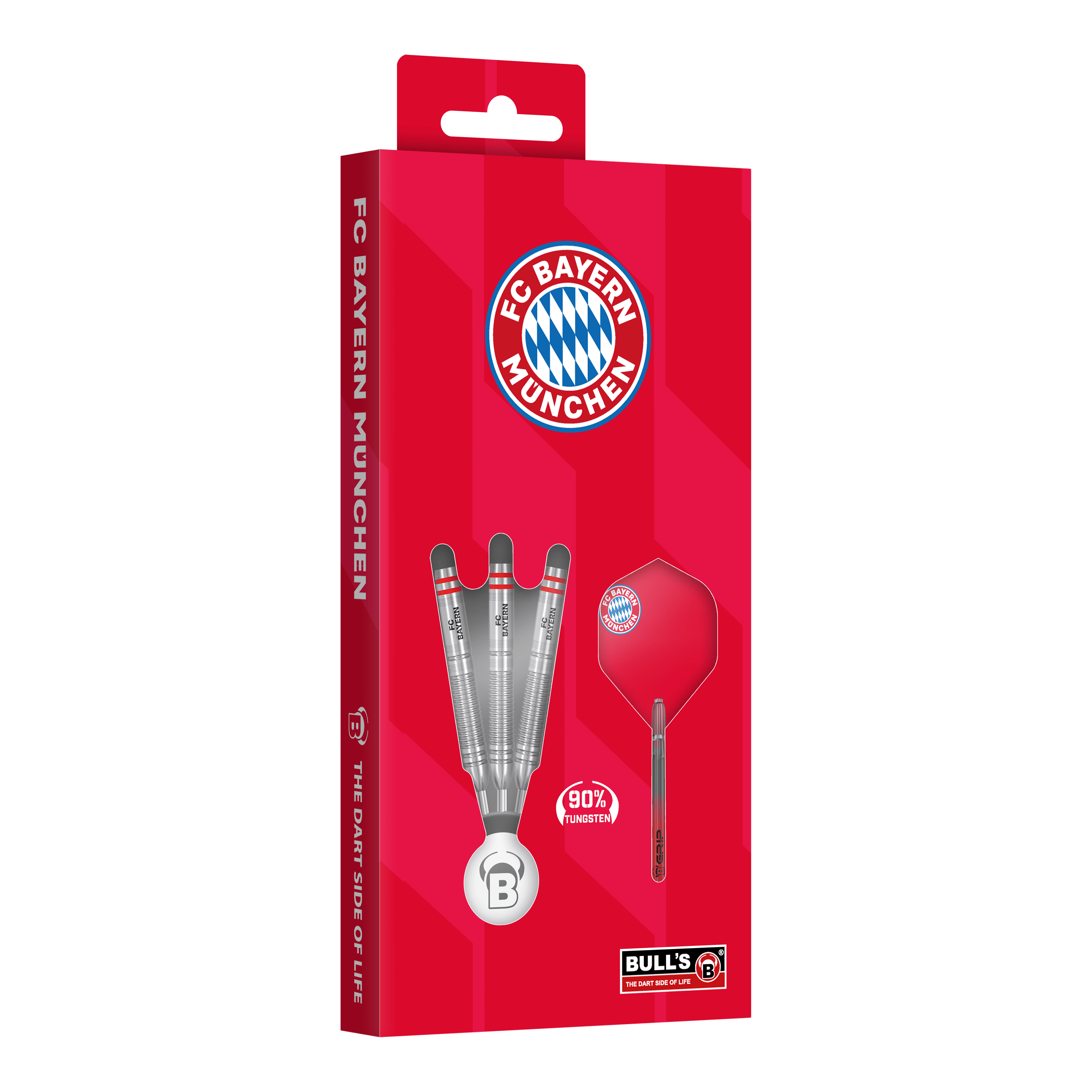 Bulls FC Bayern Monaco Freccette in acciaio al tungsteno Das Bild zeigt die Bulls FC Bayern München Tungsten Steeldarts. Diese Steeldarts sind für Liebhaber des Vereins gedacht.