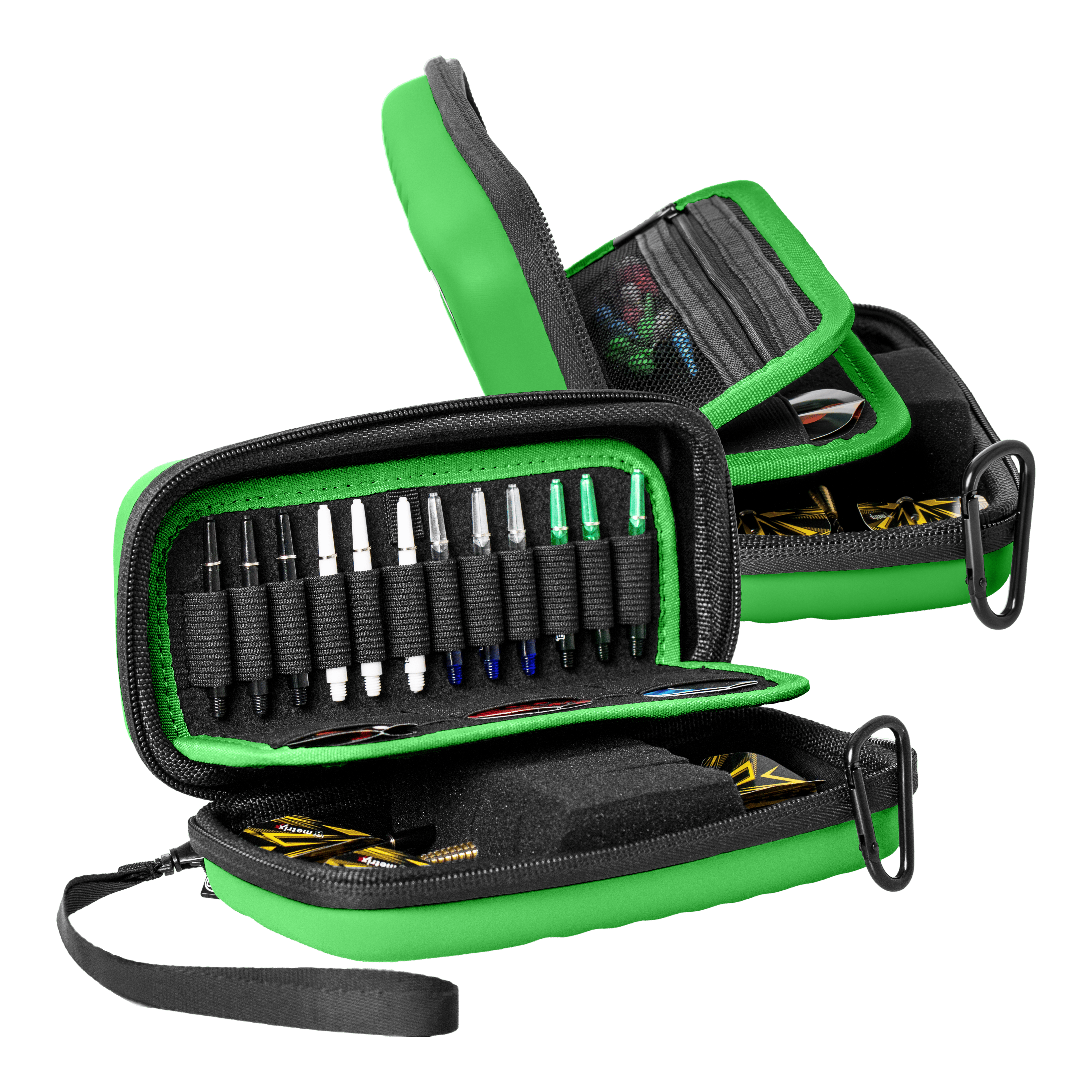 Custodia per freccette Bulls Orbis S - Verde Das Bild zeigt das Bulls Orbis S Dartcase in der Farbe Grün. Die Tasche bietet ein sicheres Fach für Darts und Zubehör.