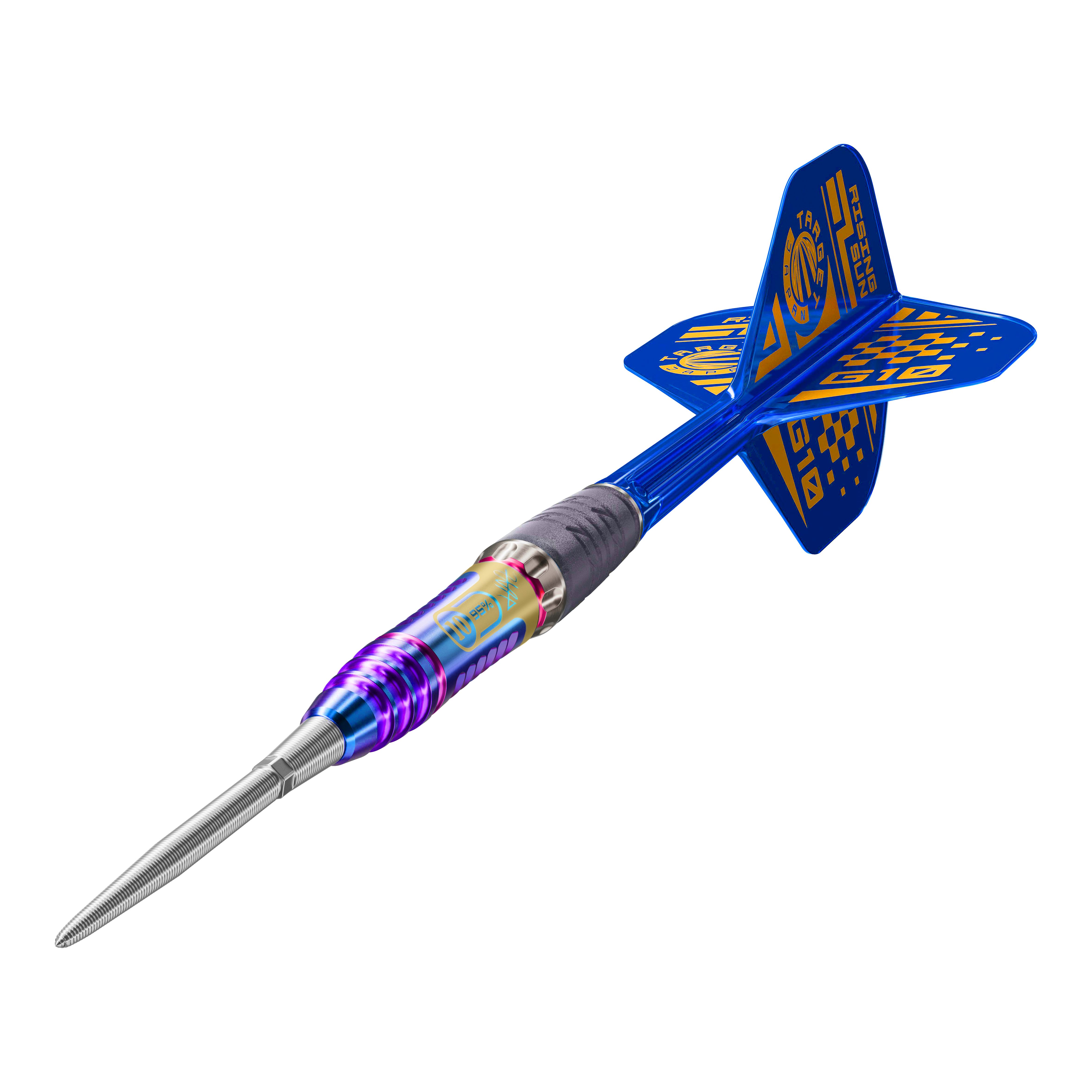 Freccette in acciaio Target Japan Rising Sun GEN10 Swiss Point Das Bild zeigt die Target Japan Rising Sun GEN10 Swiss Point Steeldarts. Die Details der Griff-Flächen und Akzente sind gut sichtbar.
