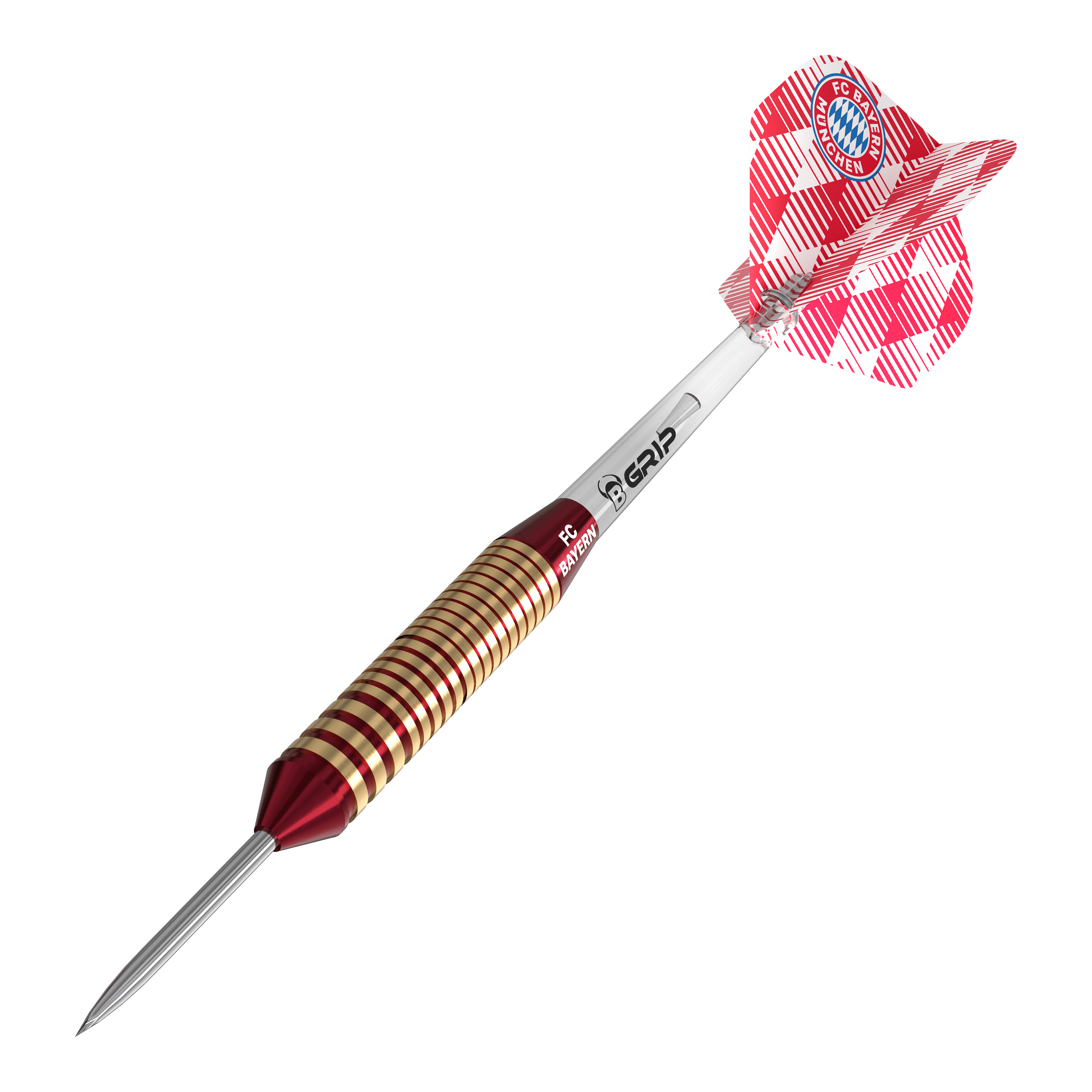 Freccette in acciaio e ottone Bulls FC Bayern Monaco - 21 g Hier sieht man die Bulls FC Bayern München Brass Steeldarts mit einem Gewicht von 21g. Sie sind für Steeldart geeignet und mit FC Bayern München Design gestaltet.