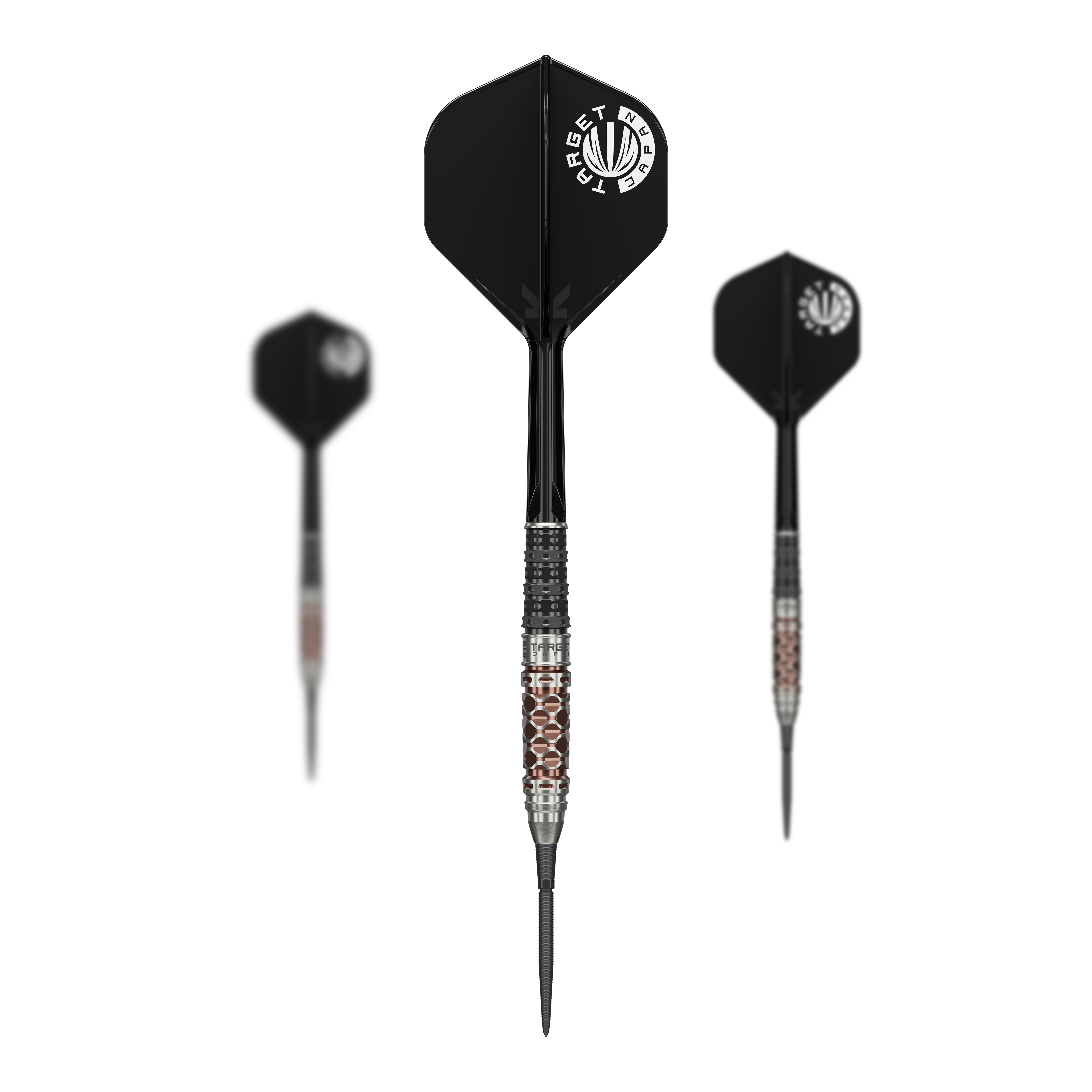 Freccette Target Japan Charis GEN6 Swiss Point in acciaio - 23 g Dieses Bild präsentiert das Set der Target Japan Charis GEN6 Swiss Point Steeldarts - 23g. Es zeigt alle enthaltenen Darts in einer Übersicht.