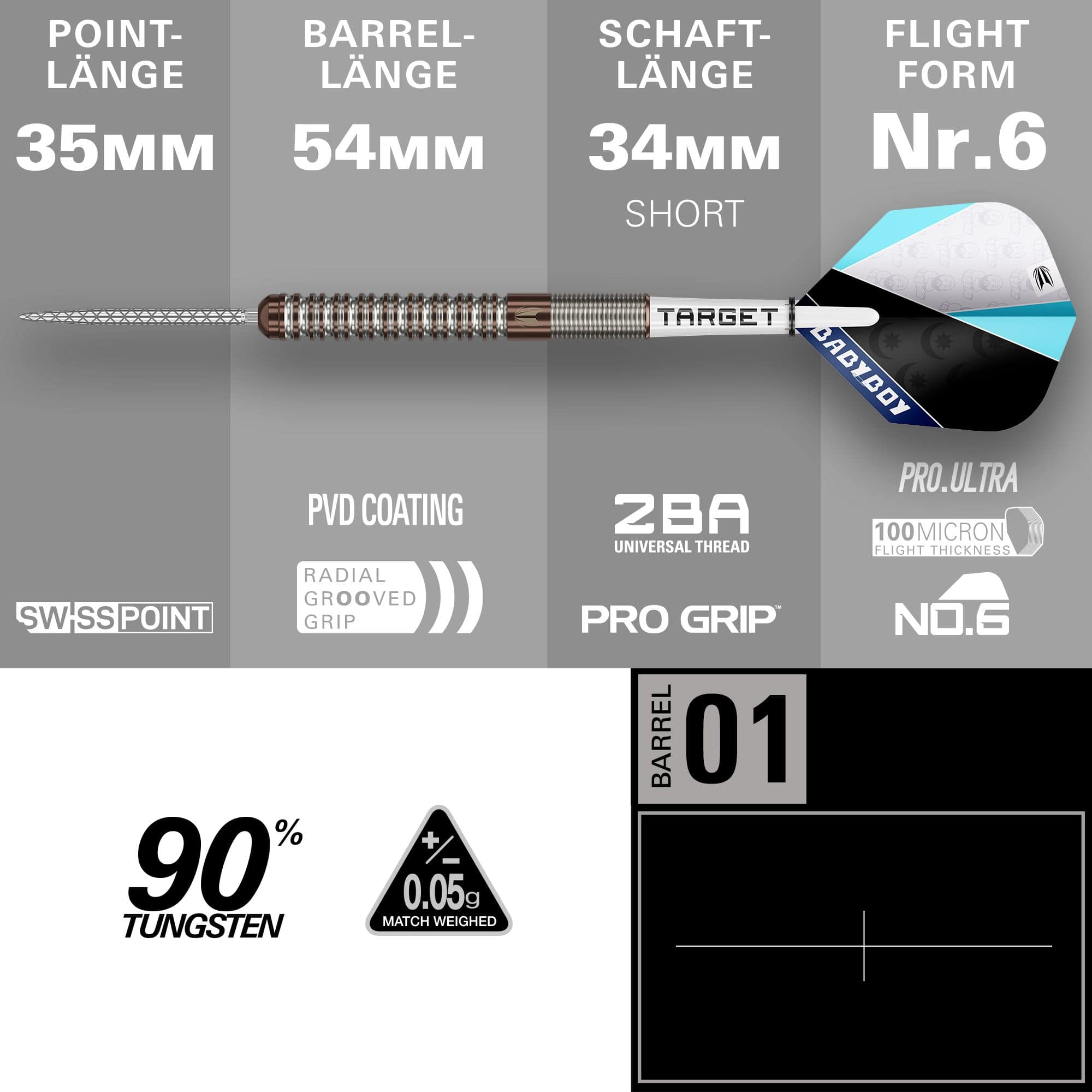 Auf dem Bild sind Target Adam Lipscombe Swiss Points Steeldarts dargestellt. Diese Darts sind speziell für professionelle Anforderungen entwickelt.