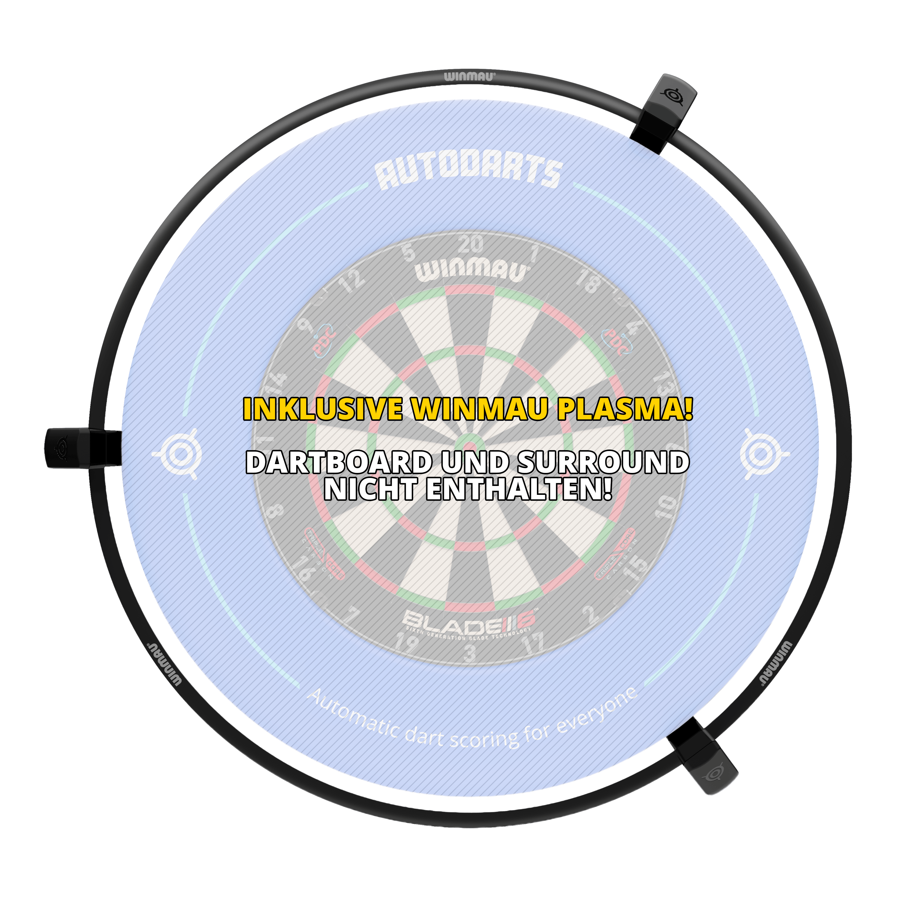 Sistema di punteggio automatico Autodarts Vantage Das Bild zeigt Autodarts Vantage Auto-Scoring-System. Es handelt sich vermutlich um ein automatisches Punktezählsystem für Dartspiele.