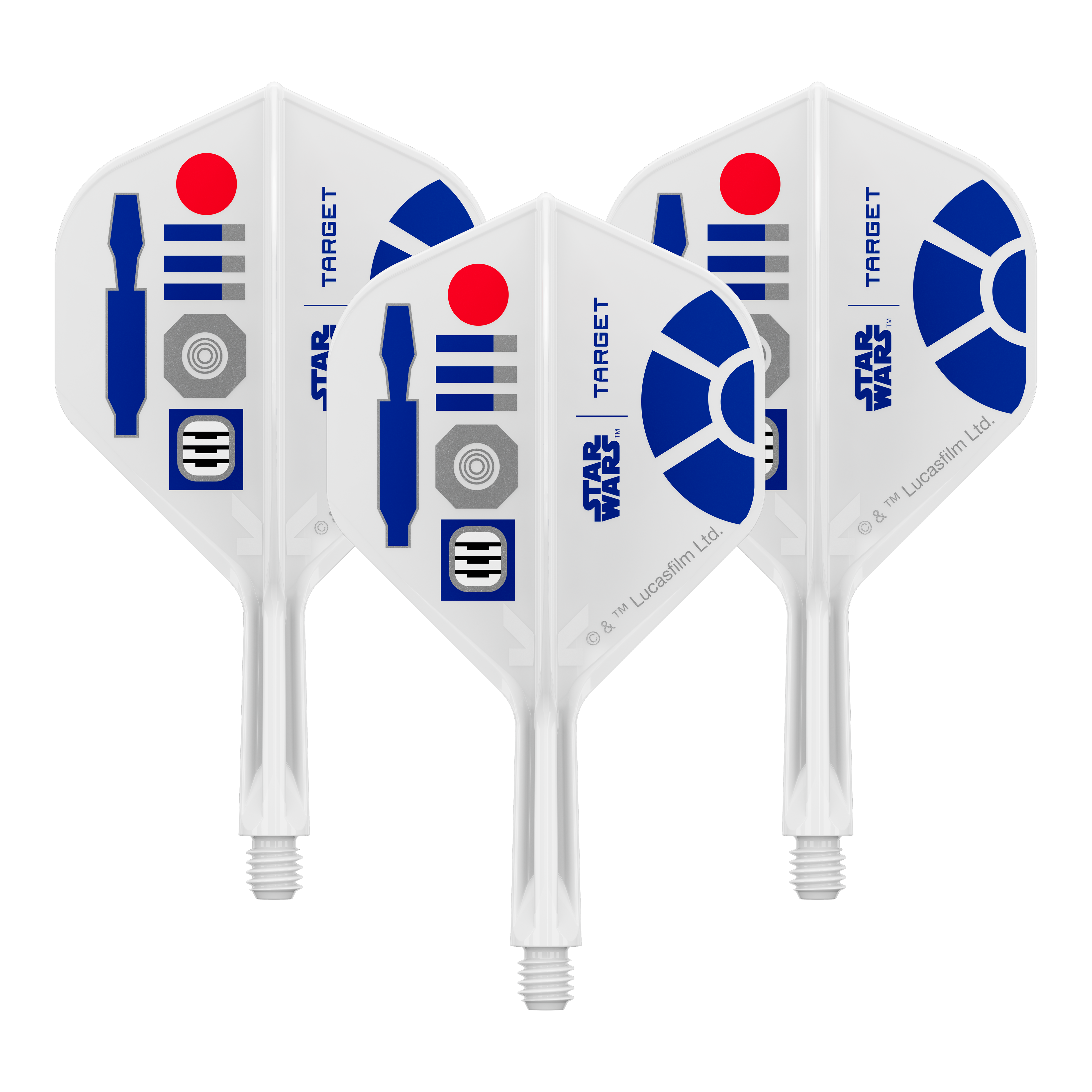 Aerei standard Target Star Wars K-Flex R2D2 No2 Bild eines Dart-Zubehörteils, vermutlich Dart Flights. Das Produkt ist anhand des Dateinamens als Target Star Wars KFlex R2D2 No2 Standard Flights Short 19mm erkennbar.