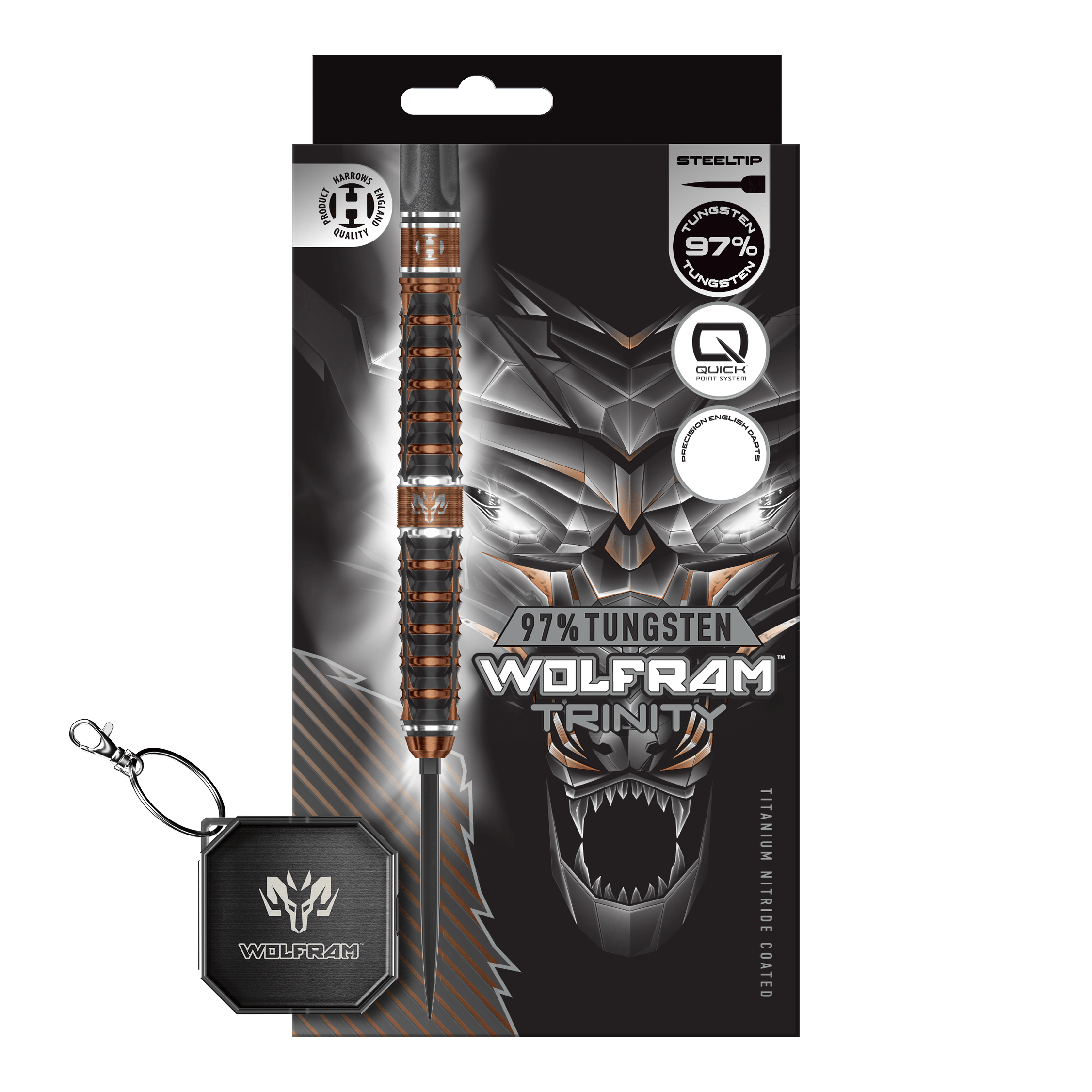 Freccette in acciaio Harrows Tungsten Trinity Quick Point Zu sehen sind die Harrows Wolfram Trinity Quick Point Steeldarts. Sie eignen sich ideal für professionelle Dartspieler.