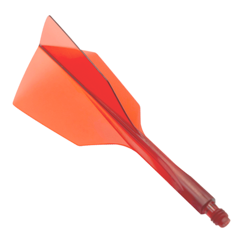 Condor Ax 120 Flight System Clear Red - Stretto Das Bild zeigt ein rotes Dartflight-System mit schmalem Design. Es handelt sich um das Produkt "Condor Axe 120 Flight-System Clear Red - Narrow".