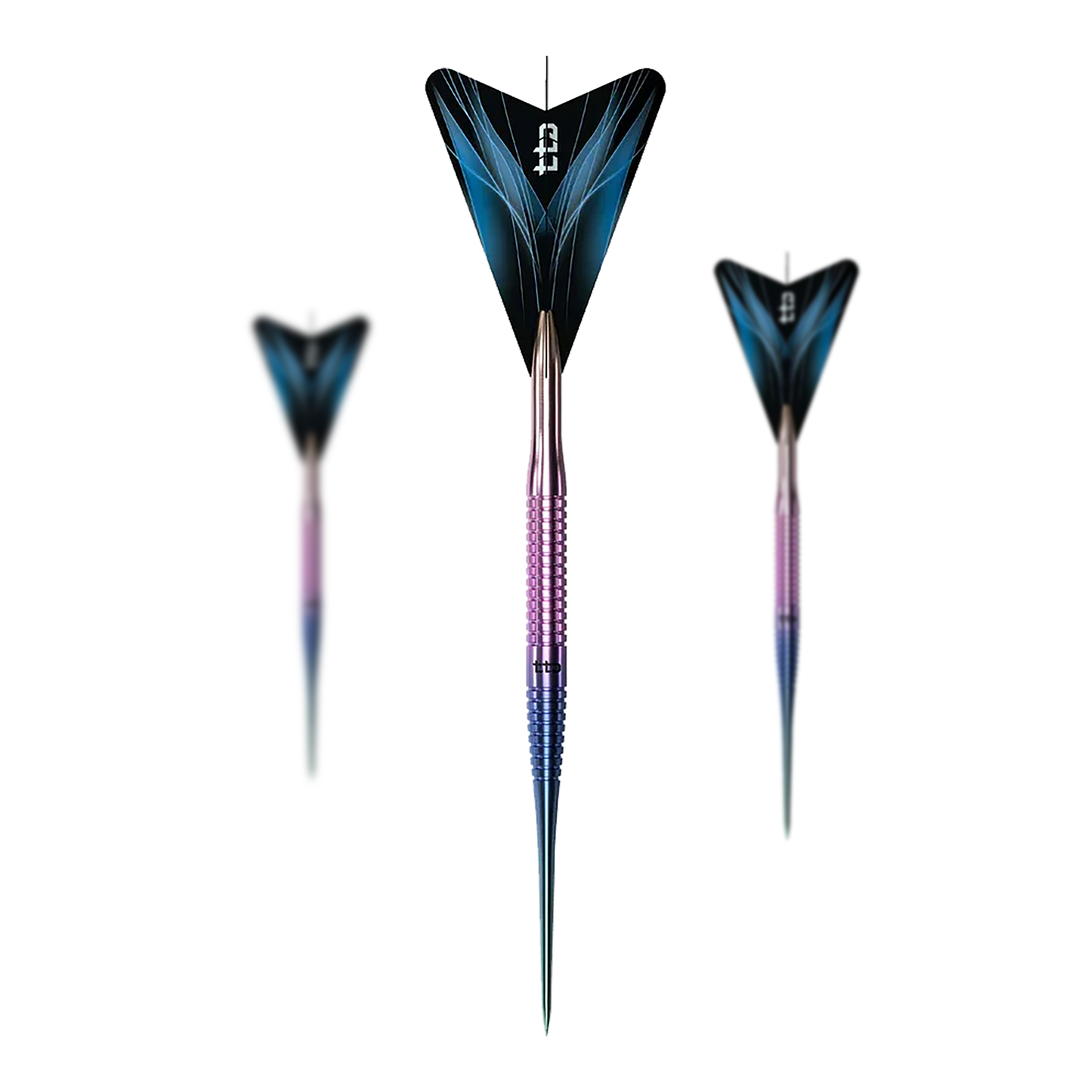 Caliburn TTD Complete Titanium T3 Rainbow Steeldarts - 7 g Caliburn TTD Complete Titanium T3 Rainbow Steeldarts - 7g. Gezeigt wird ein Set aus bunten Steeldartpfeilen aus Titan.