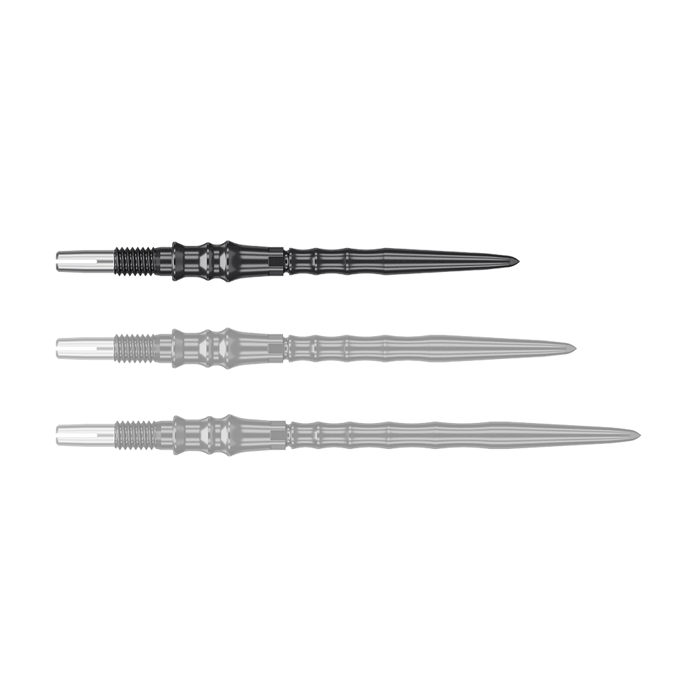 Punte per freccette Target Japan Premium Swiss Point in acciaio - Nere Zu sehen ist ein Produkt mit dem Dateinamen '340373_Target_Japan_Premium_SwissPoint_Steeldartspitzen_Schwarz_30mm_1'. Es handelt sich vermutlich um schwarze Premium-Steeldartspitzen mit einer Länge von 30mm.