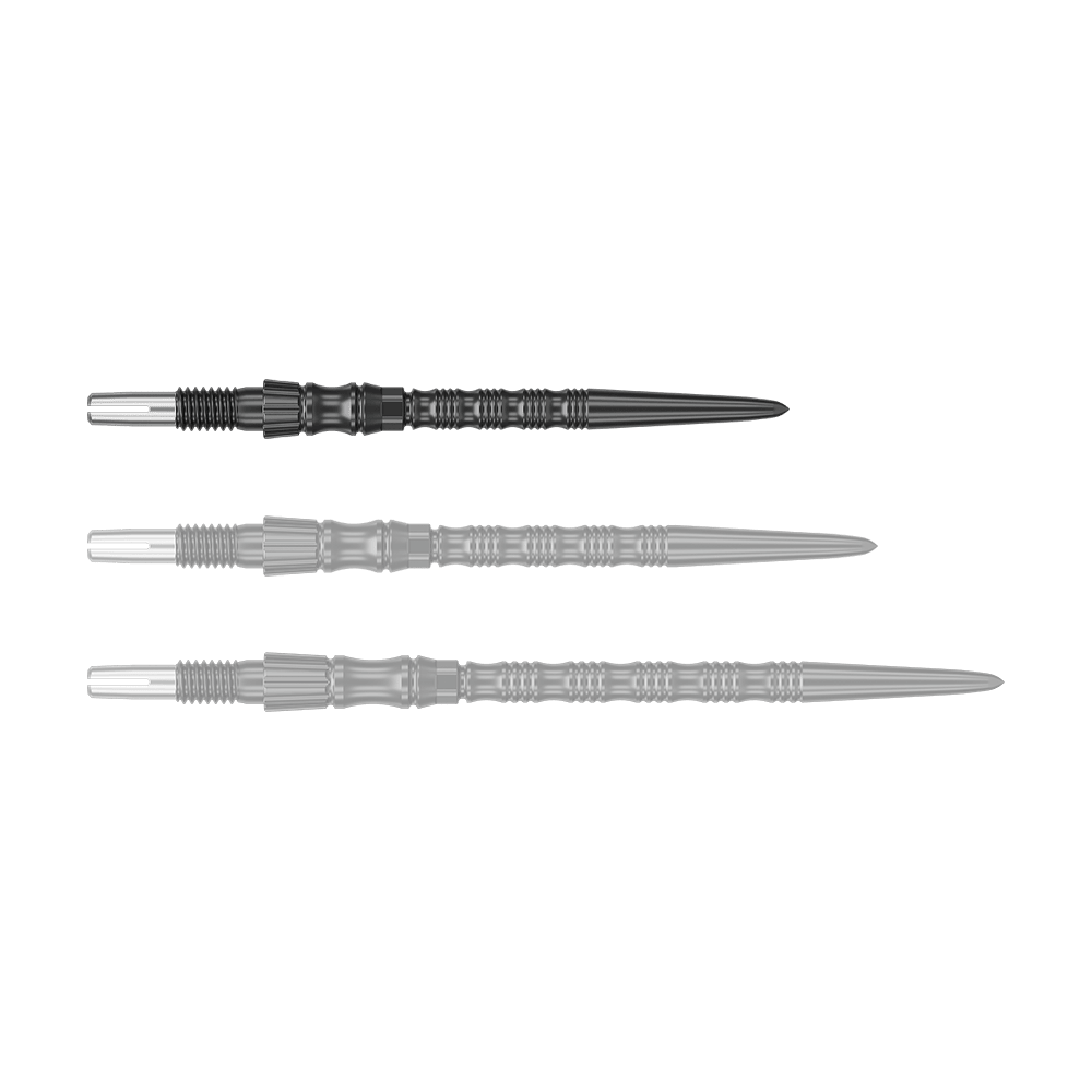 Punte per freccette Target Signature Swiss Point TRB in acciaio - Nere Zu sehen ist eine schwarze Dartspitze mit einer Länge von 30mm. Das Produkt ist eine Target SwissPoint Signature TRB Dartspitze.
