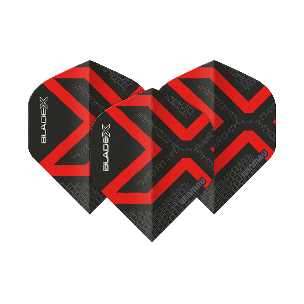 Alette standard Winmau Prism Delta Blade X Metallic Red No2 Dies ist ein Winmau Prism Delta Blade X Metallic Red No2 Standard Flight. Das abgebildete Produkt ist in roter Farbe gehalten.