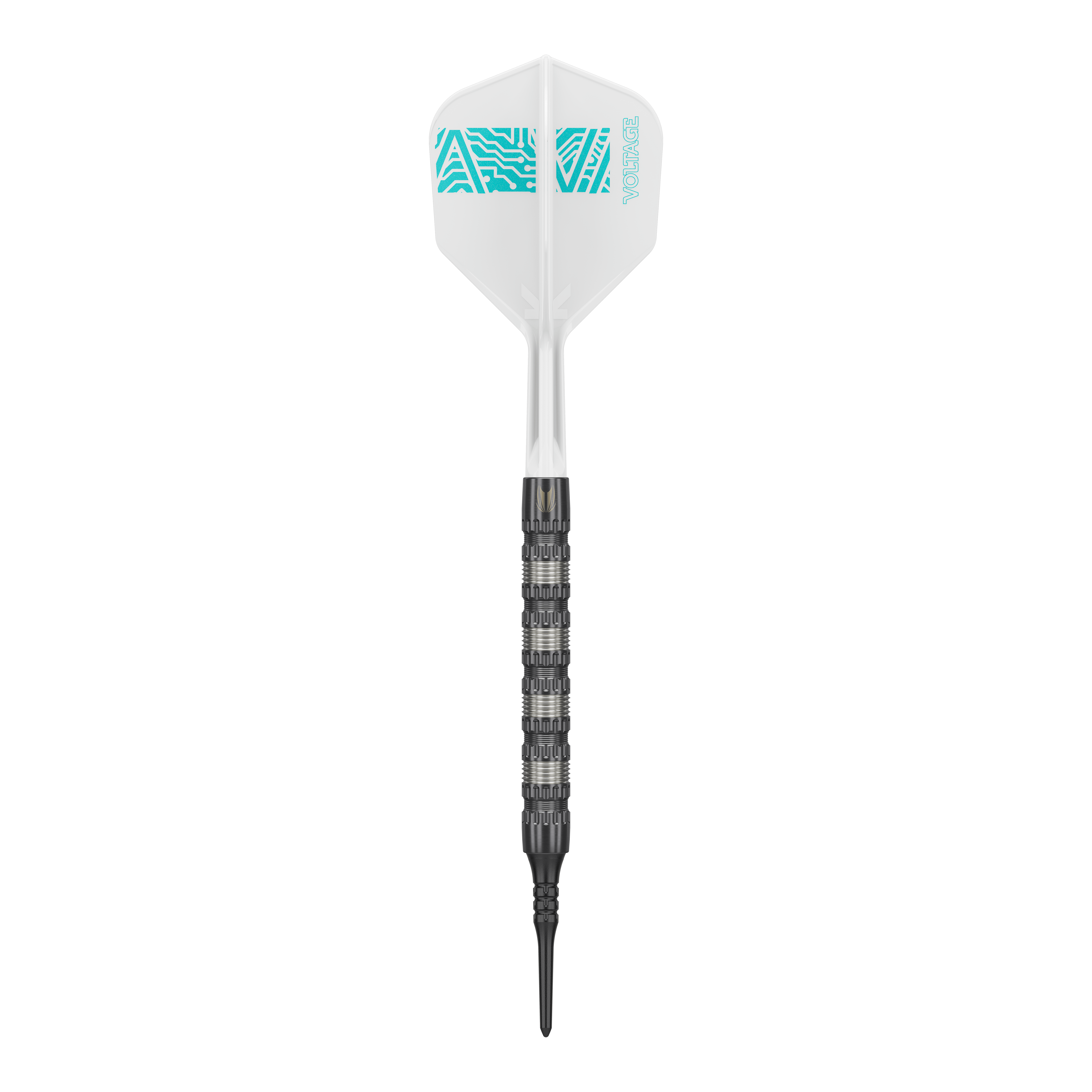 Freccette morbide Target Rob Cross 95K Swiss Point - 18 g Der Target Rob Cross 95K Swiss Point Softdart wiegt 18 Gramm und hat ein auffälliges, strukturiertes Barrel. Die Flight ist weiß mit türkisfarbenem Muster und der Aufschrift "VOLTAGE".