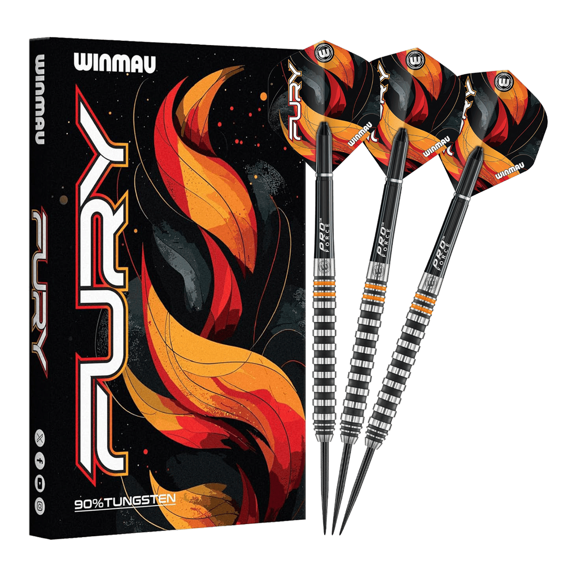 Freccette in acciaio Winmau Fury - 22 g Gezeigt werden die Winmau Fury Steeldarts - 22g. Diese hochwertigen Steeldarts sind für anspruchsvolle Spieler konzipiert.