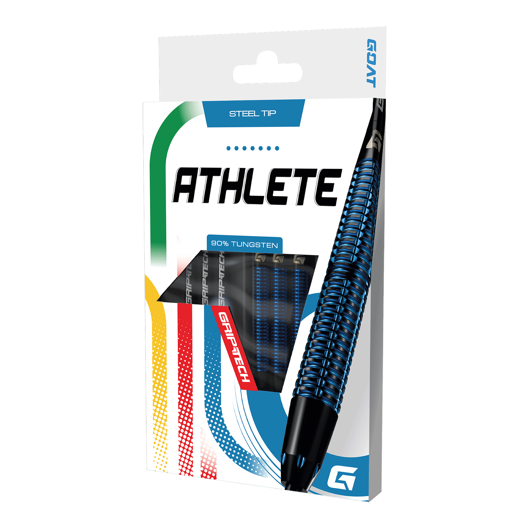 Freccette in acciaio al tungsteno blu GOAT Athlete Das Foto zeigt die GOAT Athlete Black Tungsten Steeldarts. Diese Steeldarts zeichnen sich durch ihre Robustheit aus.