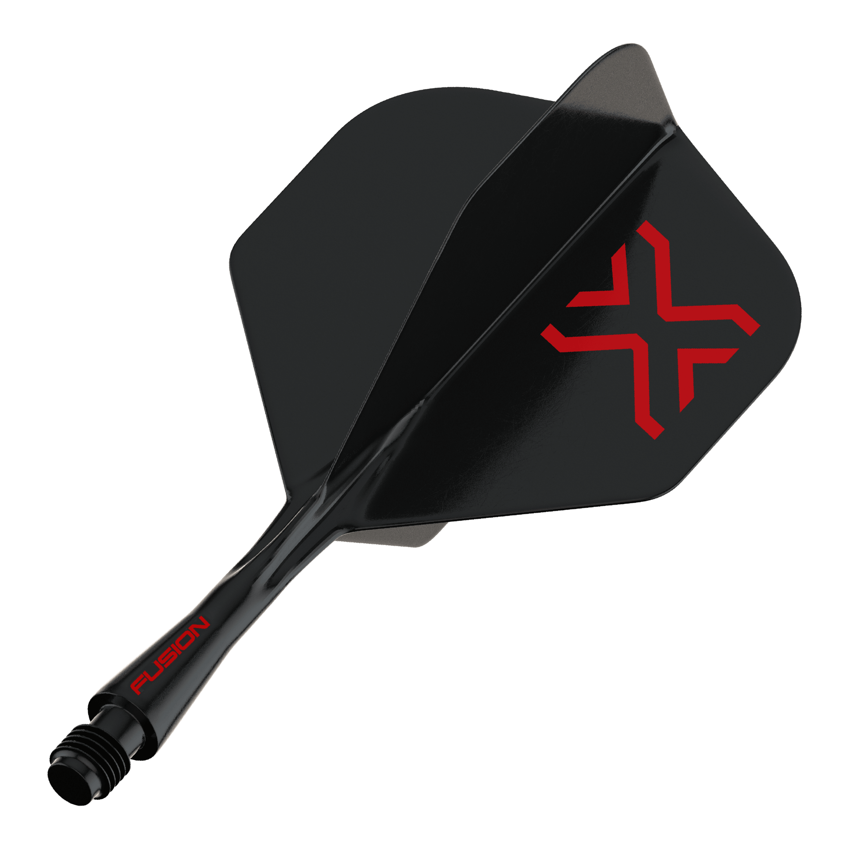 Sistema di alberi di volo standard Winmau Fusion Blade X No2 - Nero Das Bild stellt den Artikel 8863_Winmau_Fusion_Blade_X_No2_Standard_Flights_Schwarz_22mm_1 dar. Es handelt sich vermutlich um einen einzelnen schwarzen Dart-Flight mit 22mm Größe.