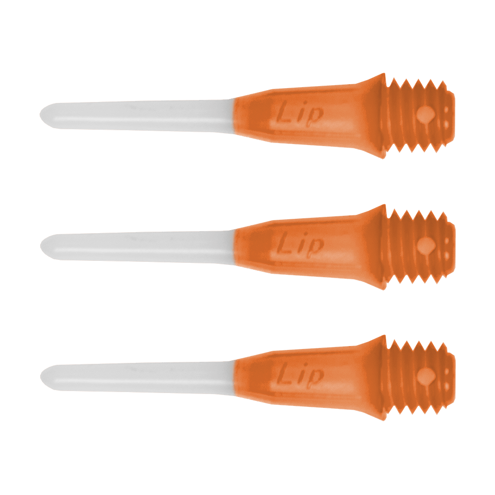 SLIPPTT-OR_L-Style_Two_Tone_Short_Lippoints_Orange_-30er_PackwWsvaiZBhK62s Das Bild zeigt drei kurze L-Style Lippoints mit einer zweifarbigen Gestaltung in Orange und Weiß. Die Spitzen haben ein Schraubgewinde und sind speziell für Softdartpfeile geeignet.