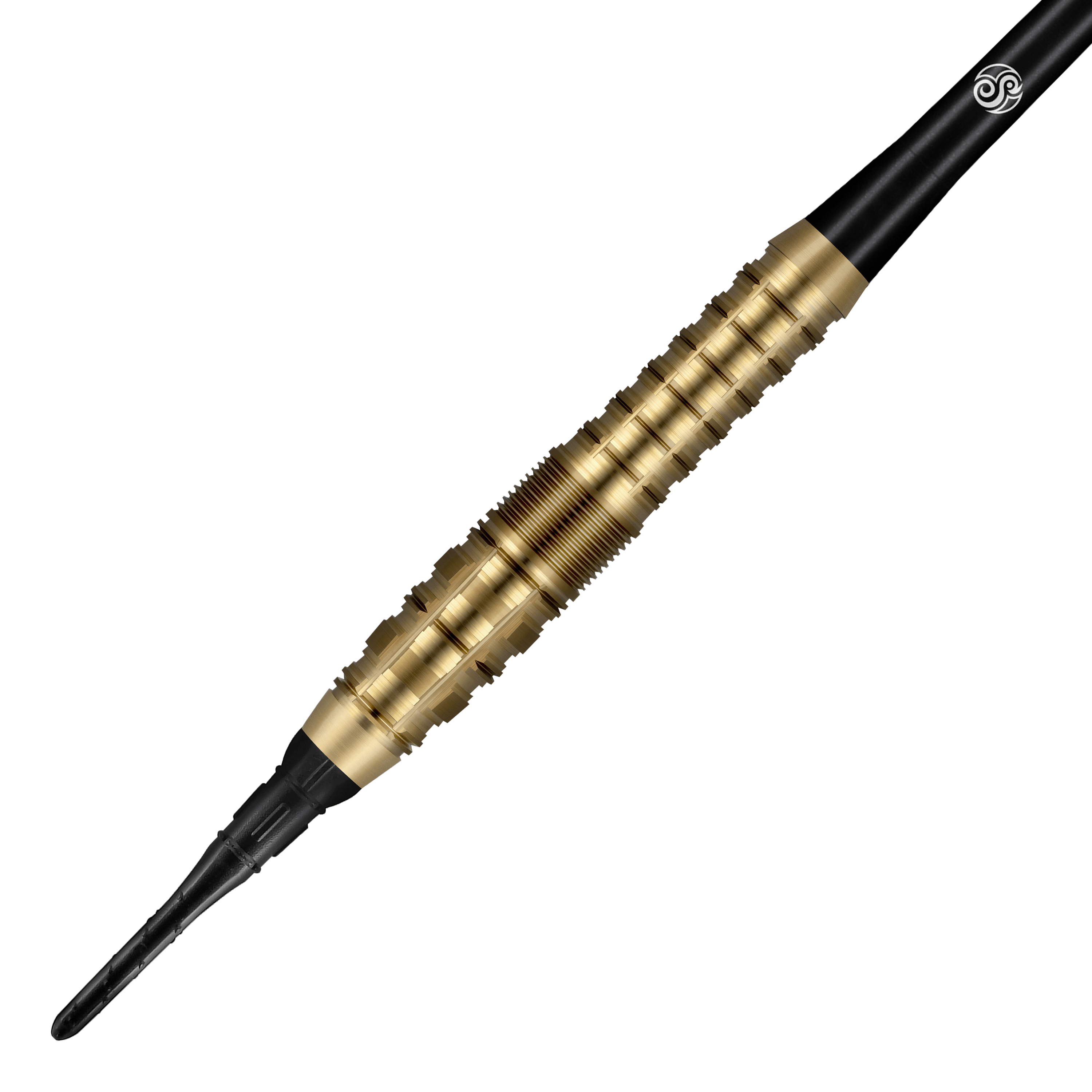 Freccette morbide Shot Redline Gizmo - 20 g Das Bild zeigt einen Shot Redline Gizmo Softdart mit einem Gewicht von 20 Gramm. Der Dartpfeil hat einen goldfarbenen, geriffelten Griffbereich und eine schwarze Spitze.