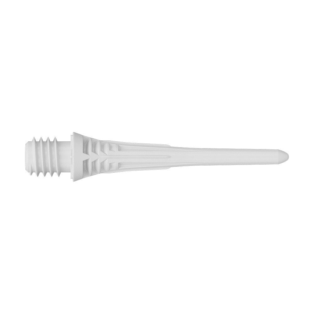 Target Cryo Soft Dart Tips Confezione da 30 - Bianco Target Cryo Softdartspitzen 30er Pack - Weiß liegt auf einer Oberfläche. Die Softdartspitzen sind weiß und werden als Packung angeboten.
