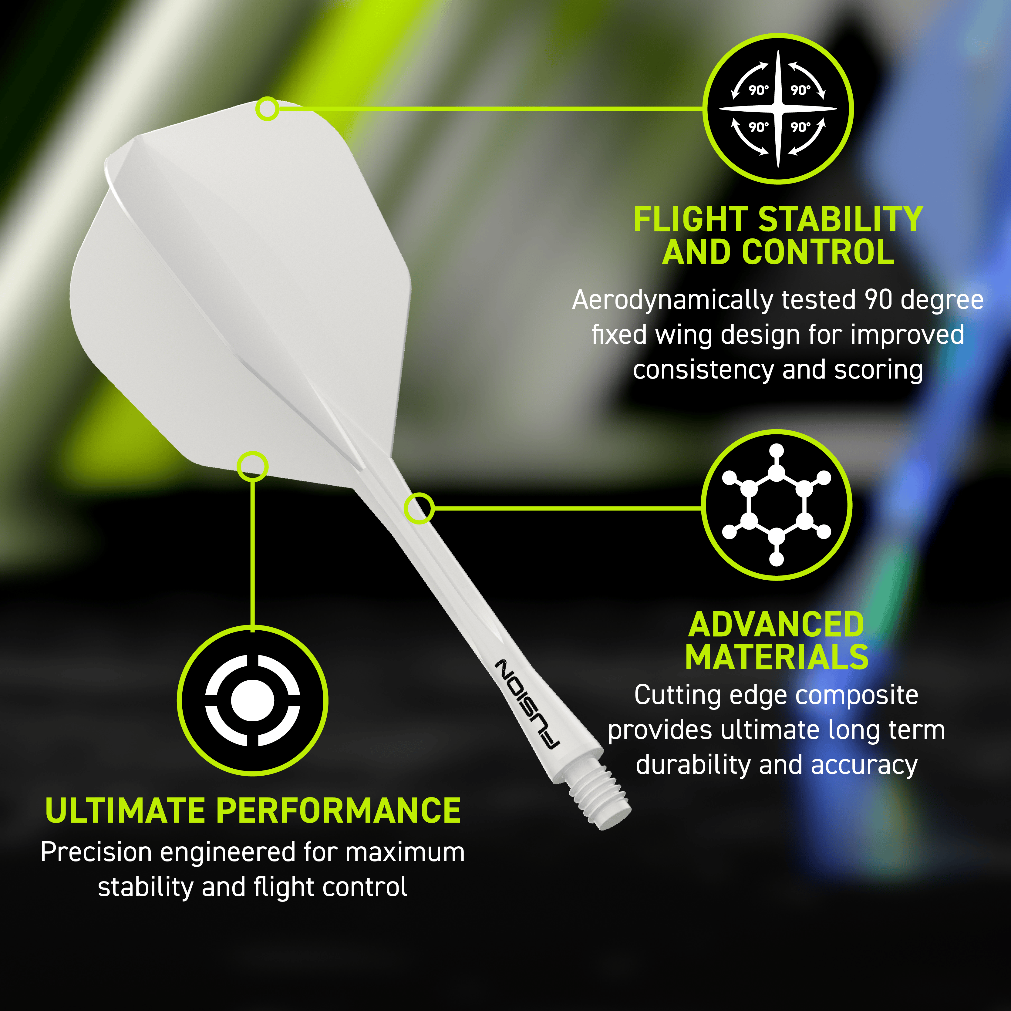 Sistema di alberi di volo Winmau Fusion n. 6 bianco pieno Zu sehen ist das Winmau Fusion Flight-Shaft-System No6 Solid White. Es handelt sich um einen weißen Flight-Shaft für Darts.